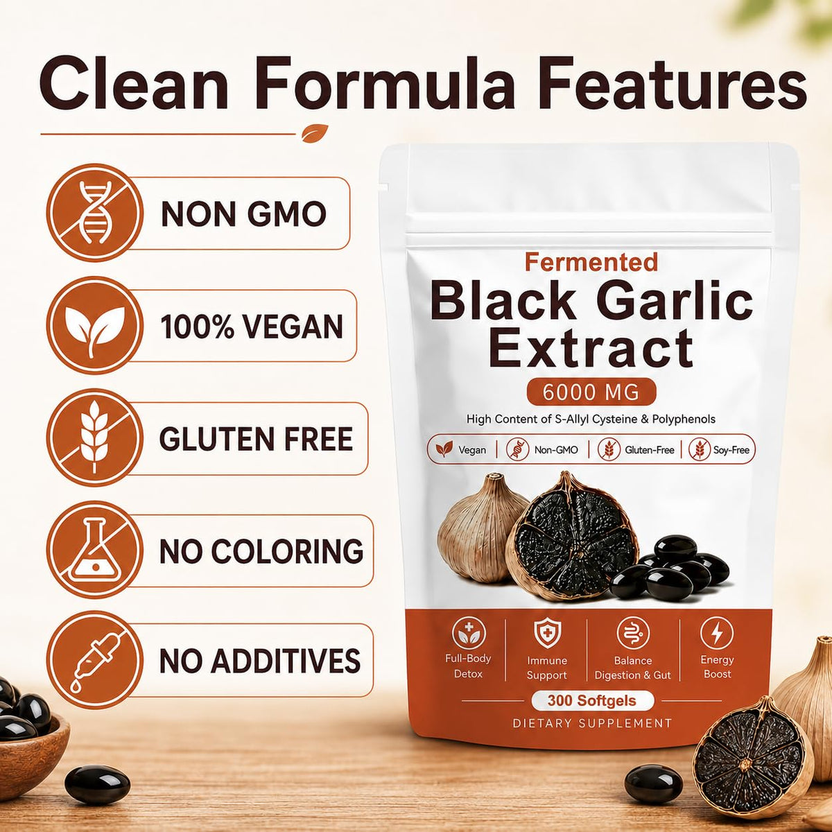 Black Garlic Extract 300 Softgels Y142