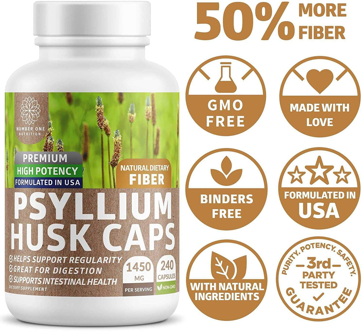 Psyllium Husk Capsules 1450mg 240 Caps G208580