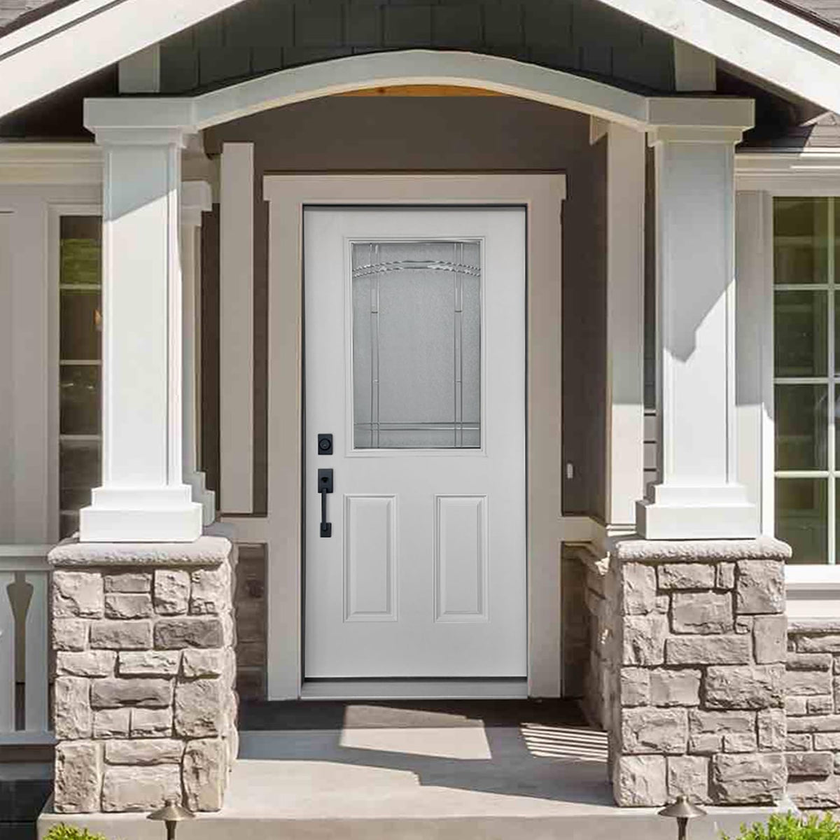 White Fiberglass Prehung 36" x 80" Entry Door B462202