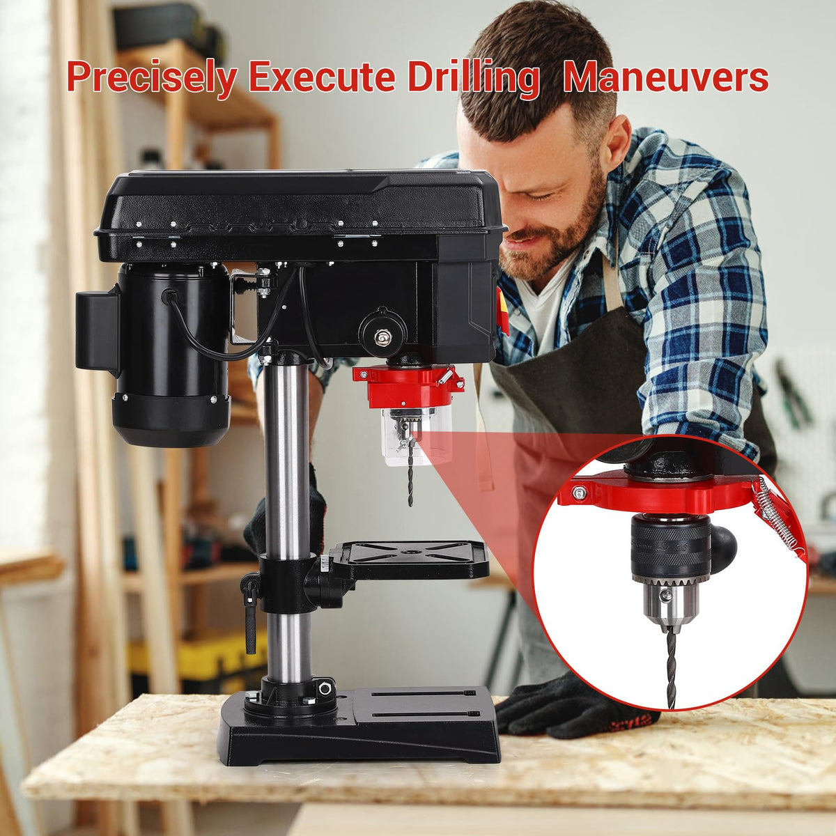 8 Inch 2.5A Benchtop Drill Press with 5 Speed Adjustable U2104