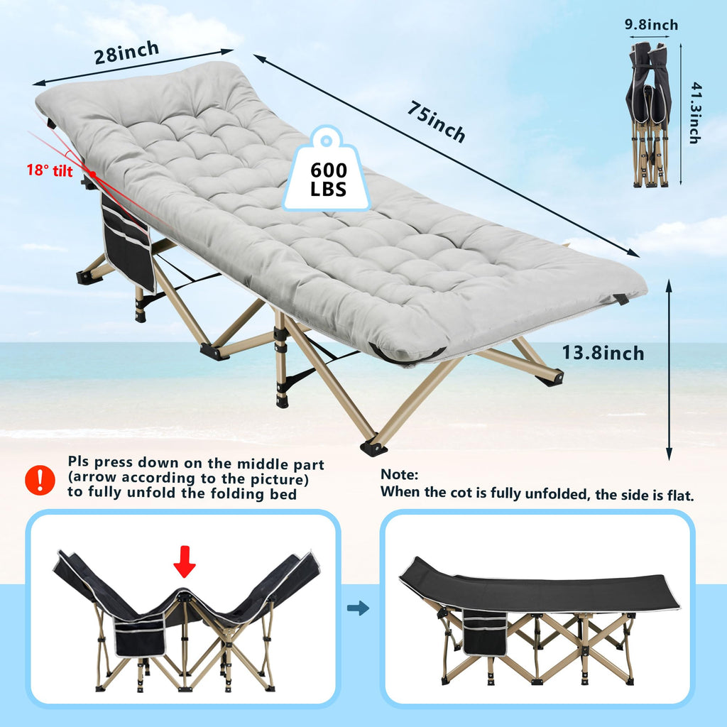Folding Camping Cot with Mattress and Carry Bag Y286