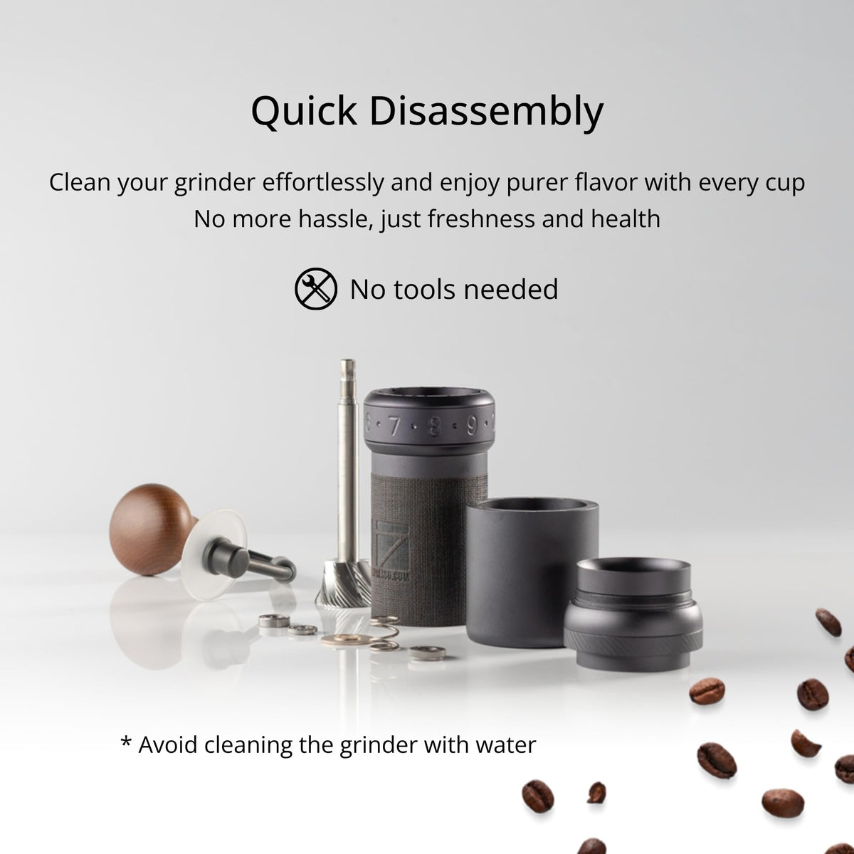 Manual Coffee Grinder Silver with Carrying Case Stainless Steel Conical Burr B823