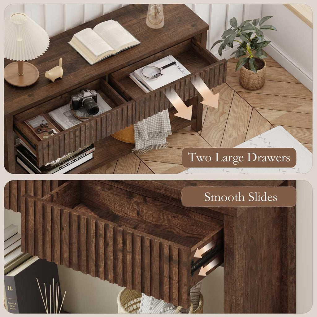 Rustic Oak Console Table with 2 Drawers N430030