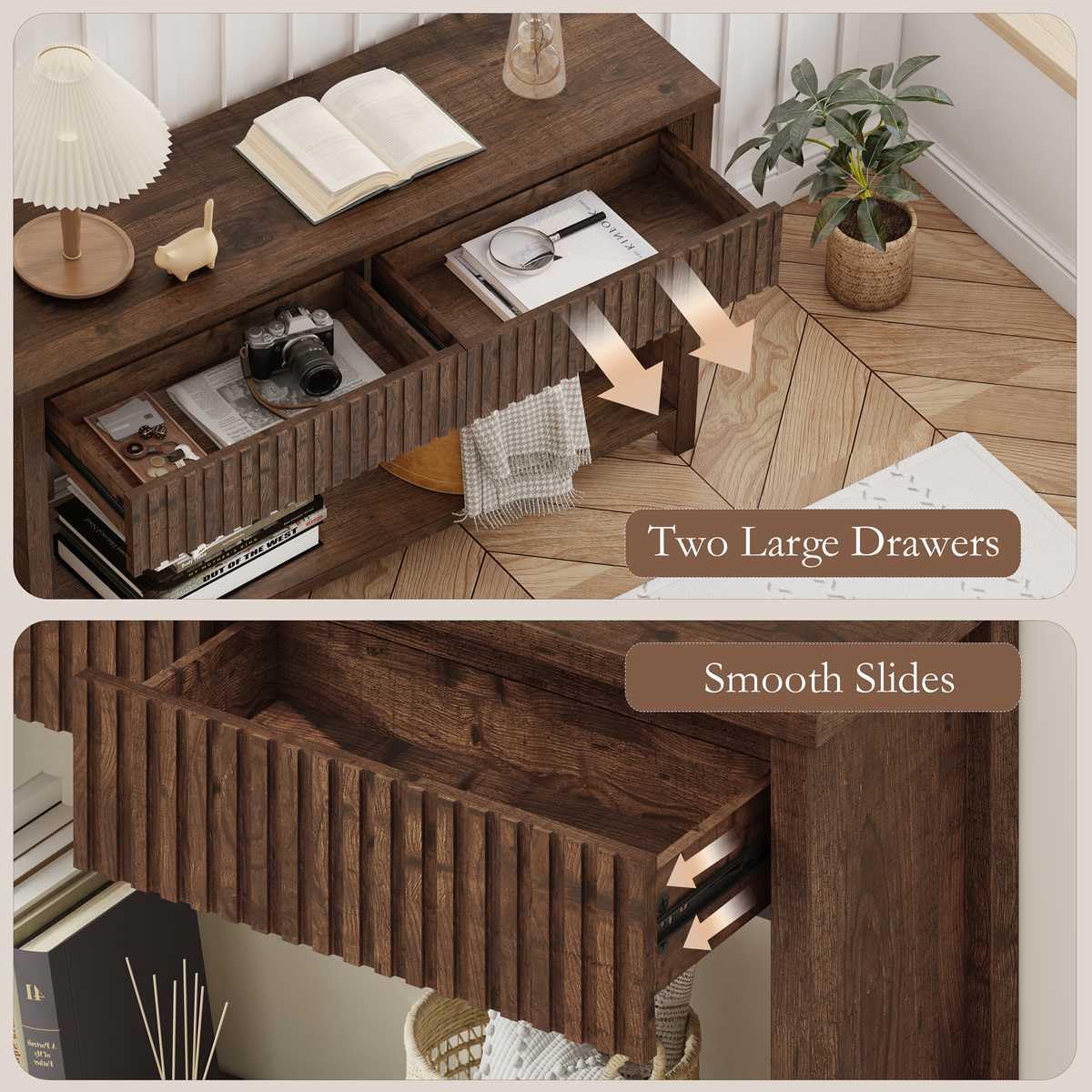 Rustic Oak Console Table with 2 Drawers N430030