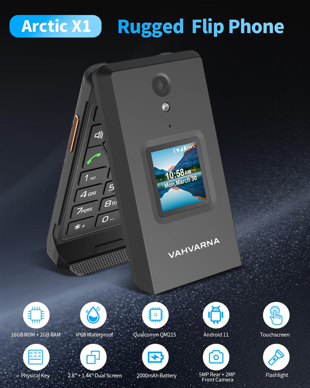 Unlocked 4G LTE Rugged Flip Phone I5958