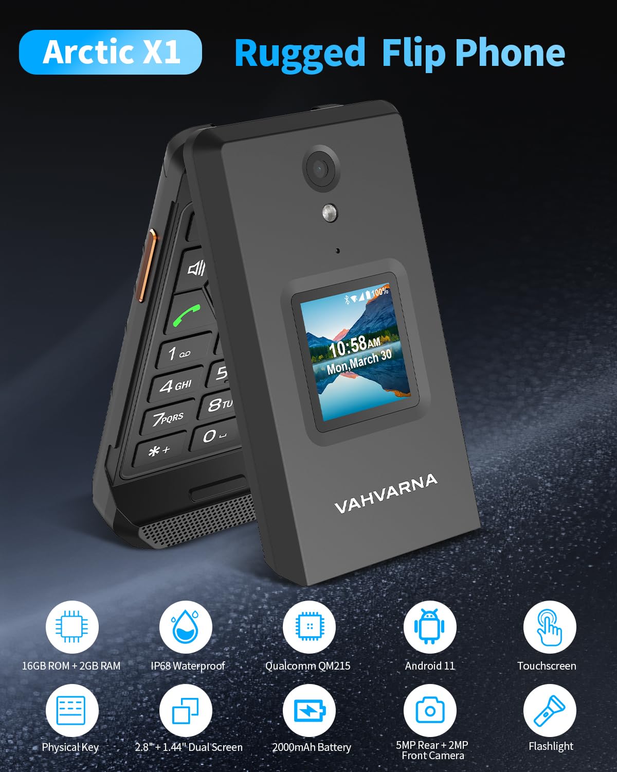 Unlocked 4G LTE Rugged Flip Phone I5958
