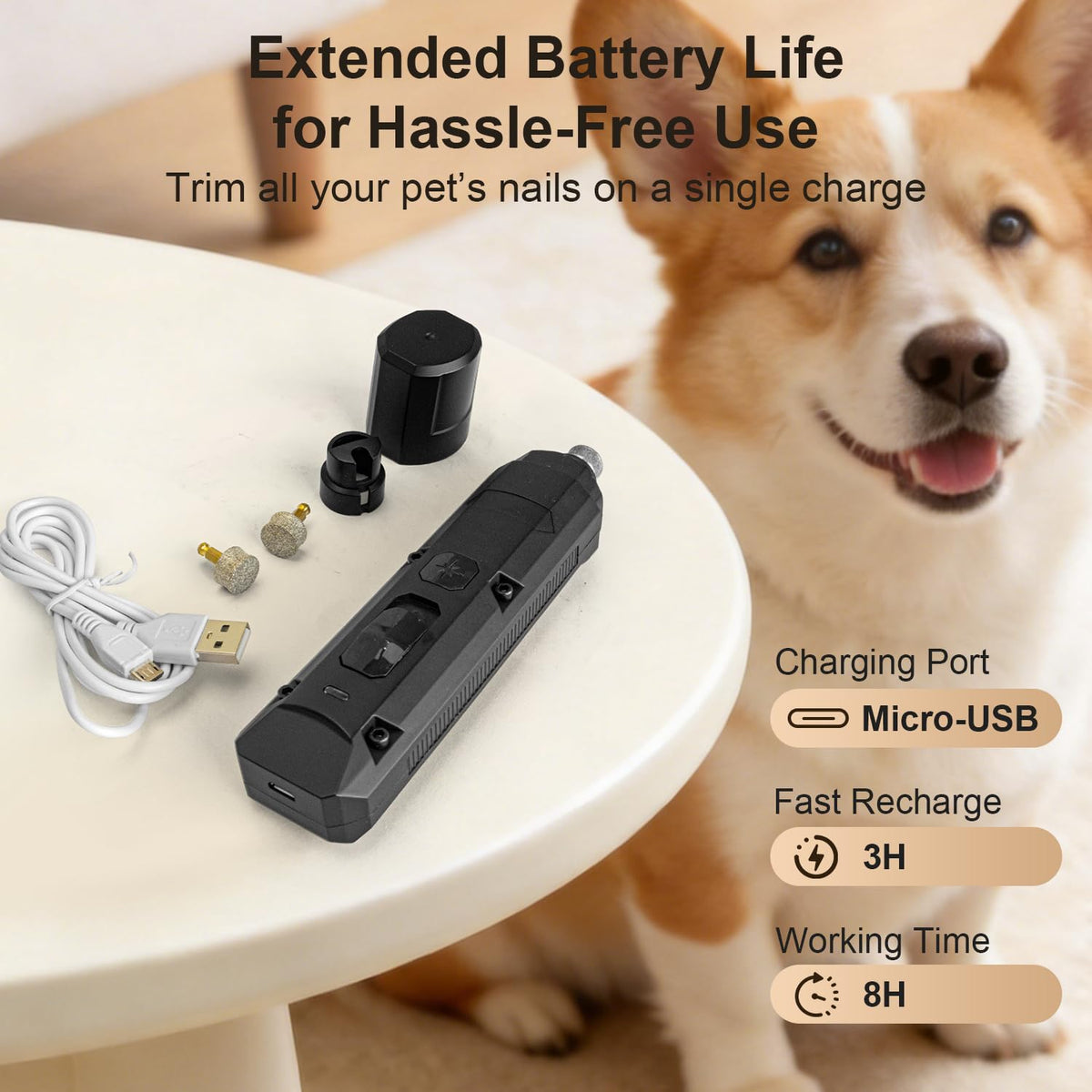 Dog Nail Grinder Silent Cordless Grooming M4629