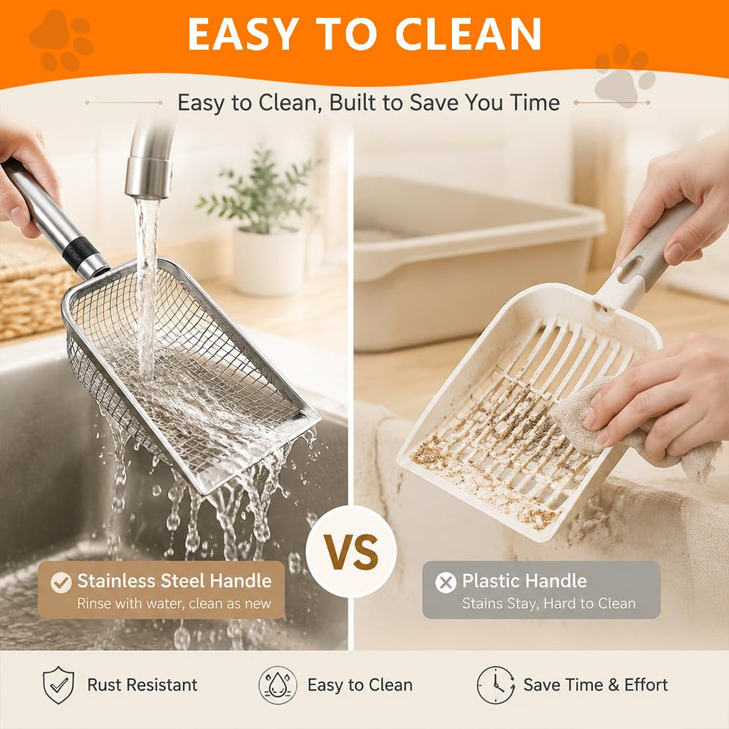 Cat Litter Scoop 2 Pack Stainless Steel Handle Mesh Sifter O481