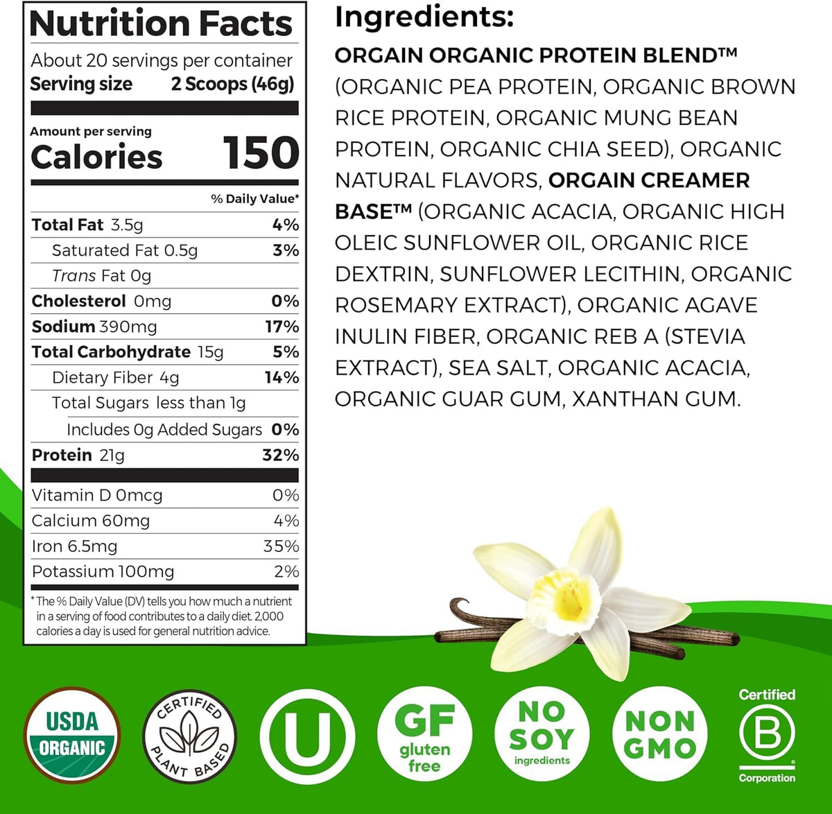 Creatine Monohydrate Powder & Organic Vegan Vanilla Bean Protein Powder Bundle Y176126