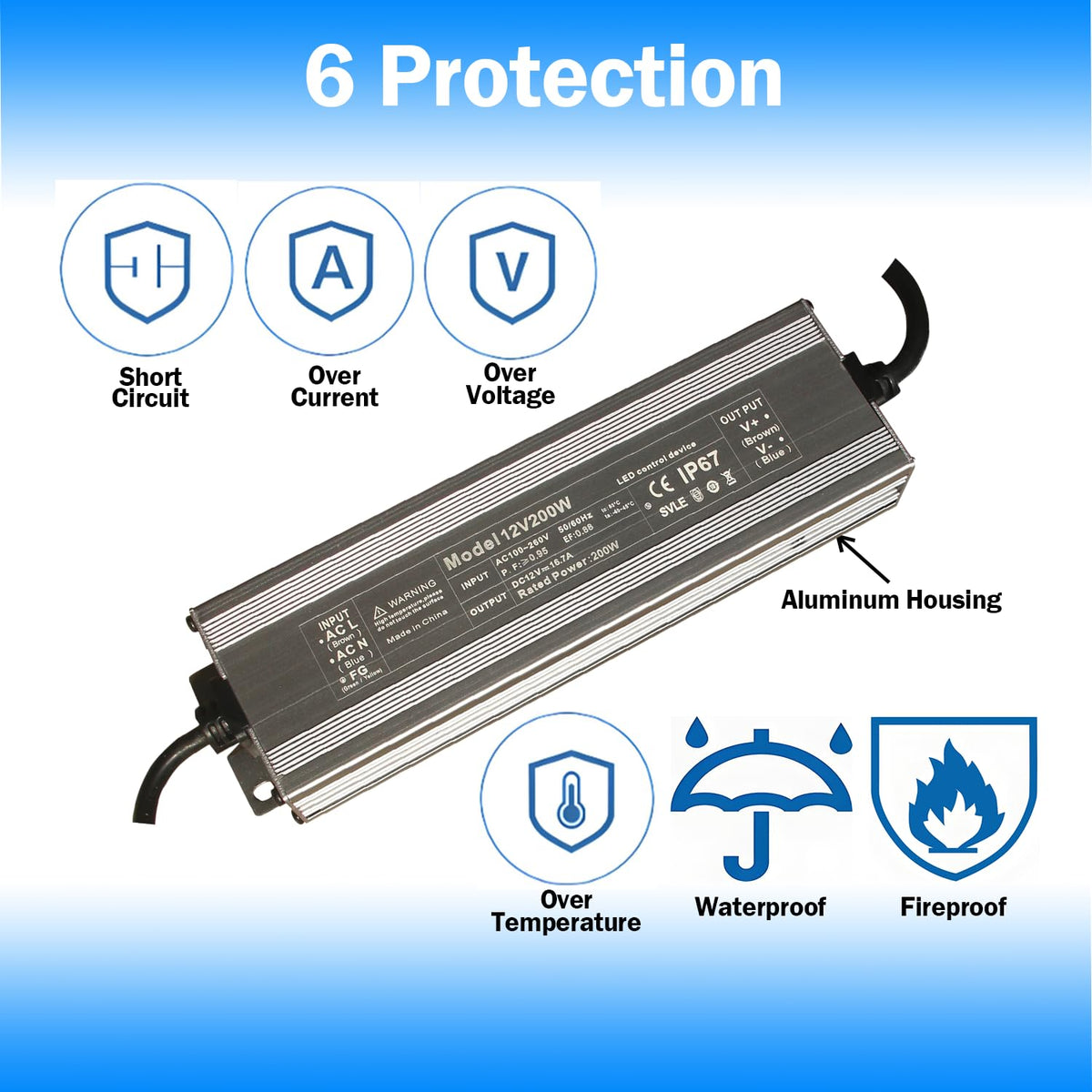12V 200W IP67 Waterproof LED Transformer S4970