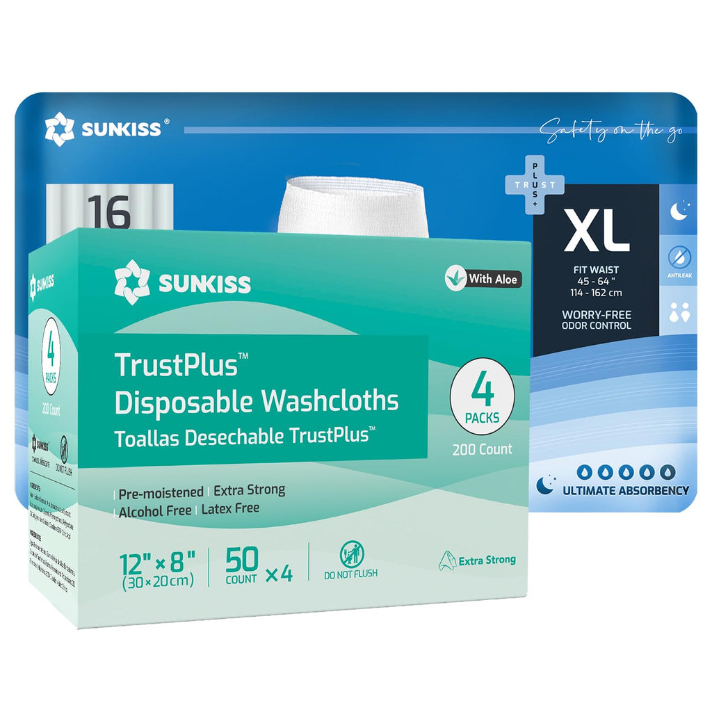 Incontinence Disposable Underwear XLarge 16 Count & Wet Wipes 200 Count G435