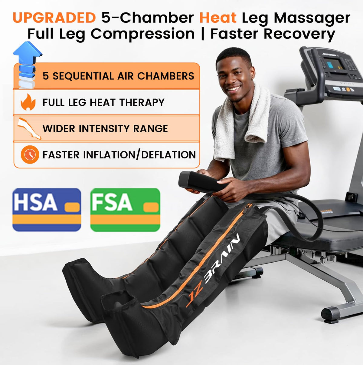 Air Compression Boots Leg Massager with Heat, 6 Modes & 11 Intensities (Large) V488
