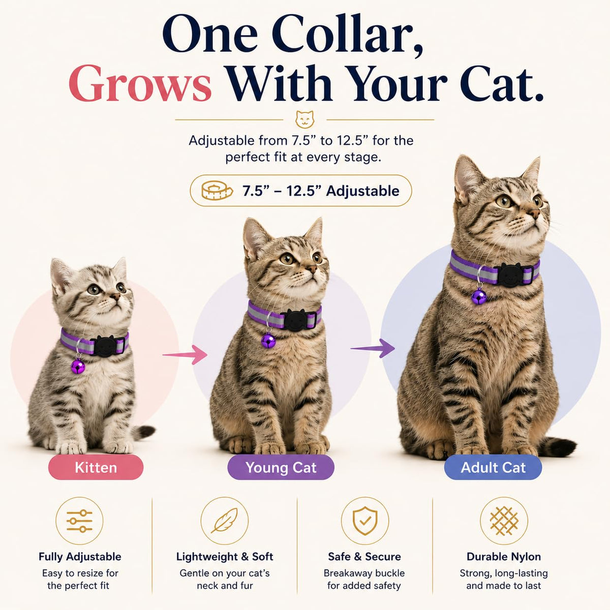 Reflective Breakaway Cat Collar with Bell 12-Pack N299