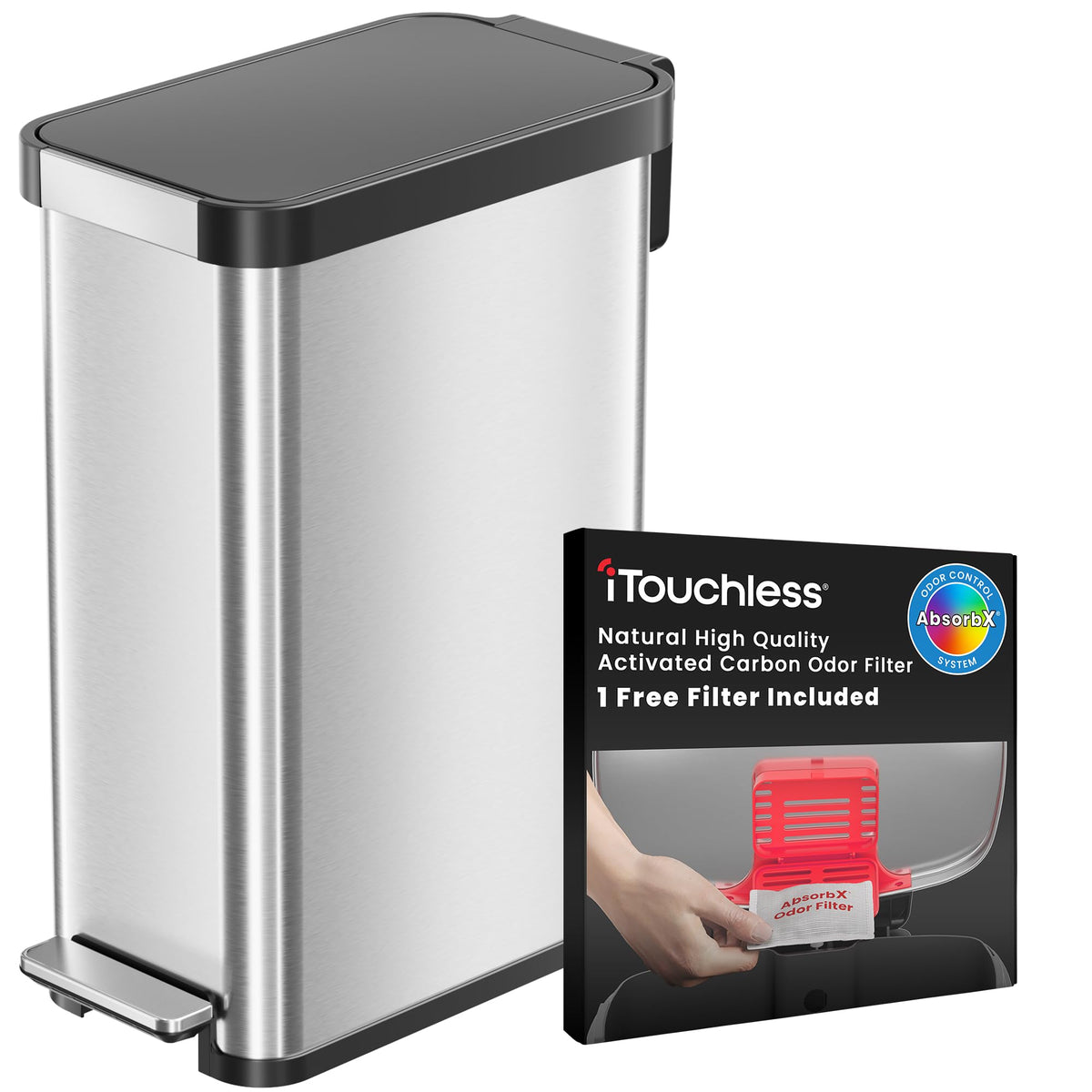 13.2 Gallon Kitchen Trash Can with Odor Filter S6264