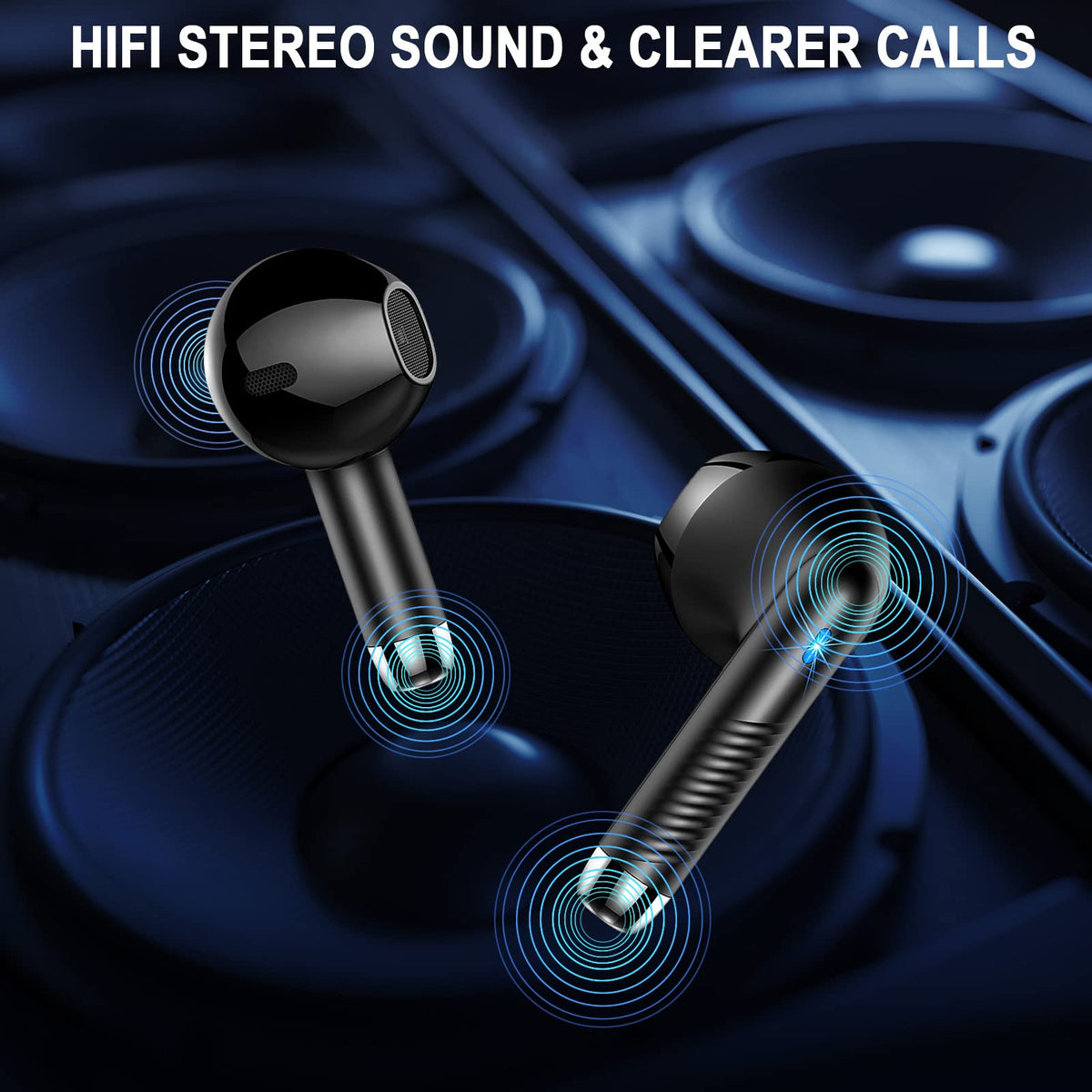 Black and Purple Wireless Earbuds D7513