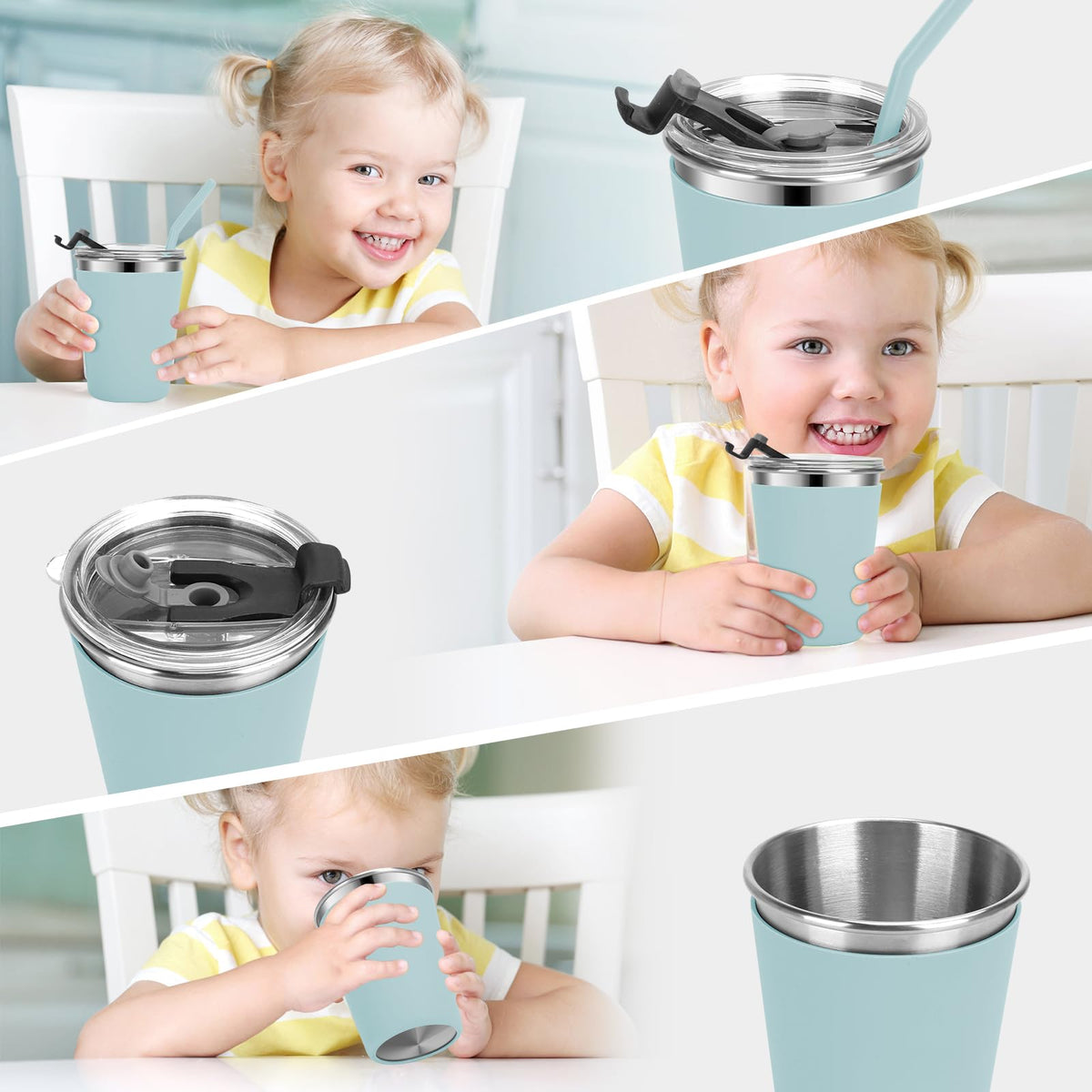 Stainless Steel Kids Cups with Lids, 12oz Spill Proof, 2 Pack T65750