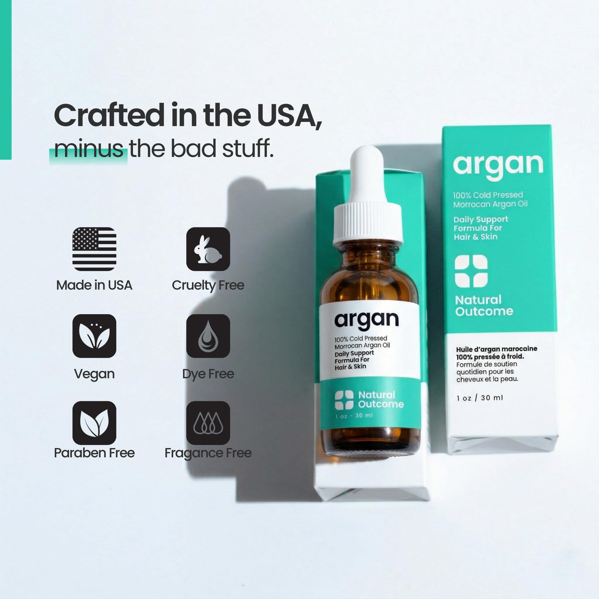 Argan Oil 100% Pure Moroccan Cold-Pressed Face, Body and Hair Oil 1 oz N42058