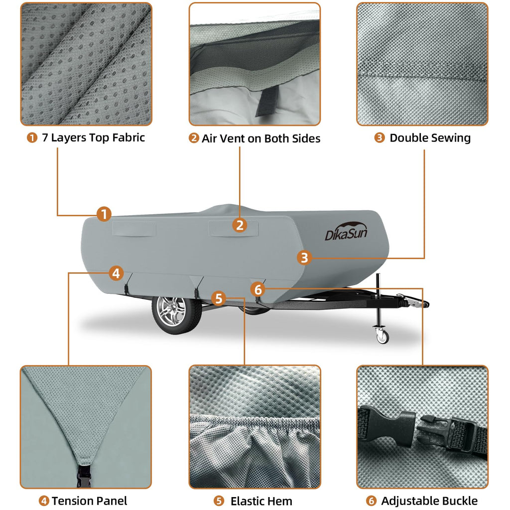 14' ~ 16' 7 Layers Waterproof Pop-up Camper Cover W26346