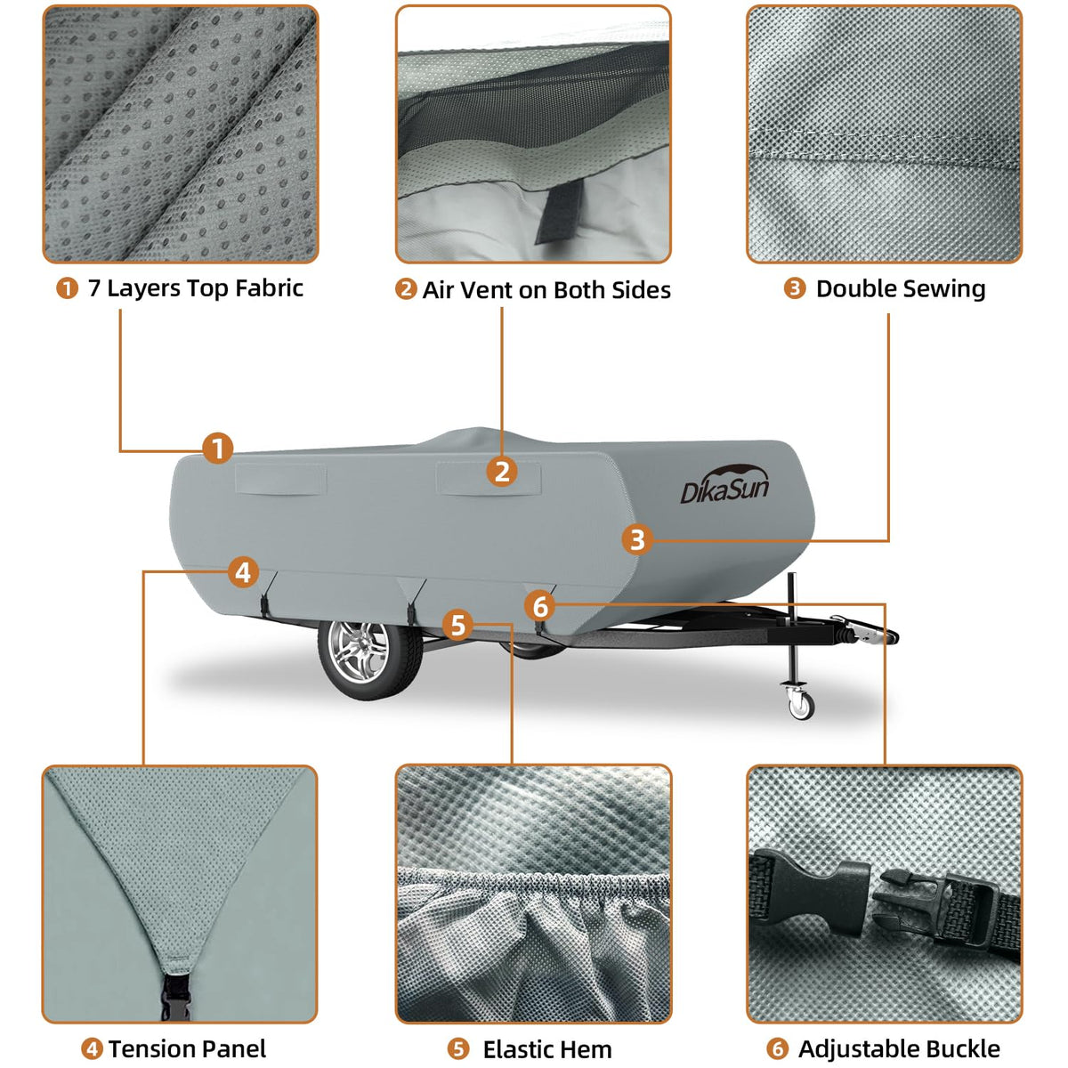 14' ~ 16' 7 Layers Waterproof Pop-up Camper Cover W26346