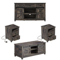 4 Piece Farmhouse Living Room Table Set with TV Stand Coffee Table and End Tables H55731