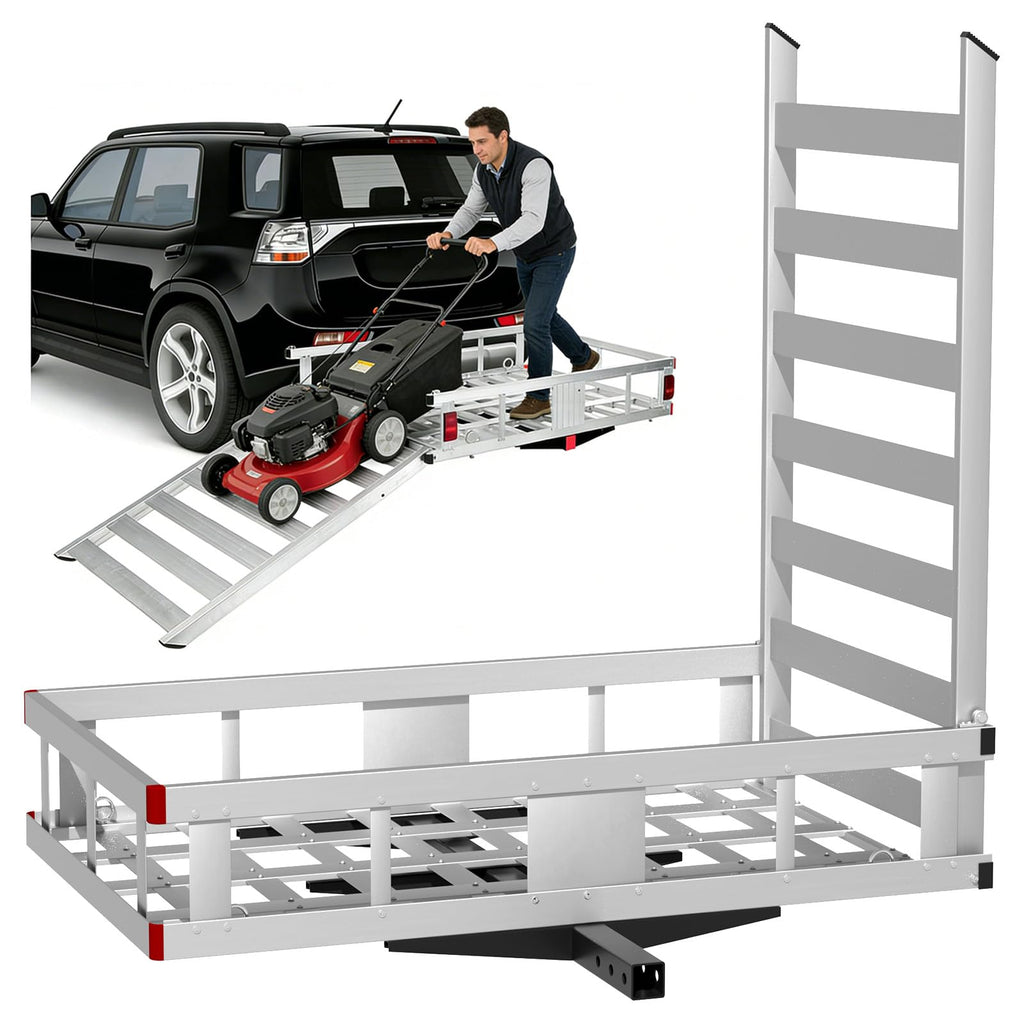 500LBS Heavy-Duty Aluminum Hitch Cargo Carrier with Ramp F87808