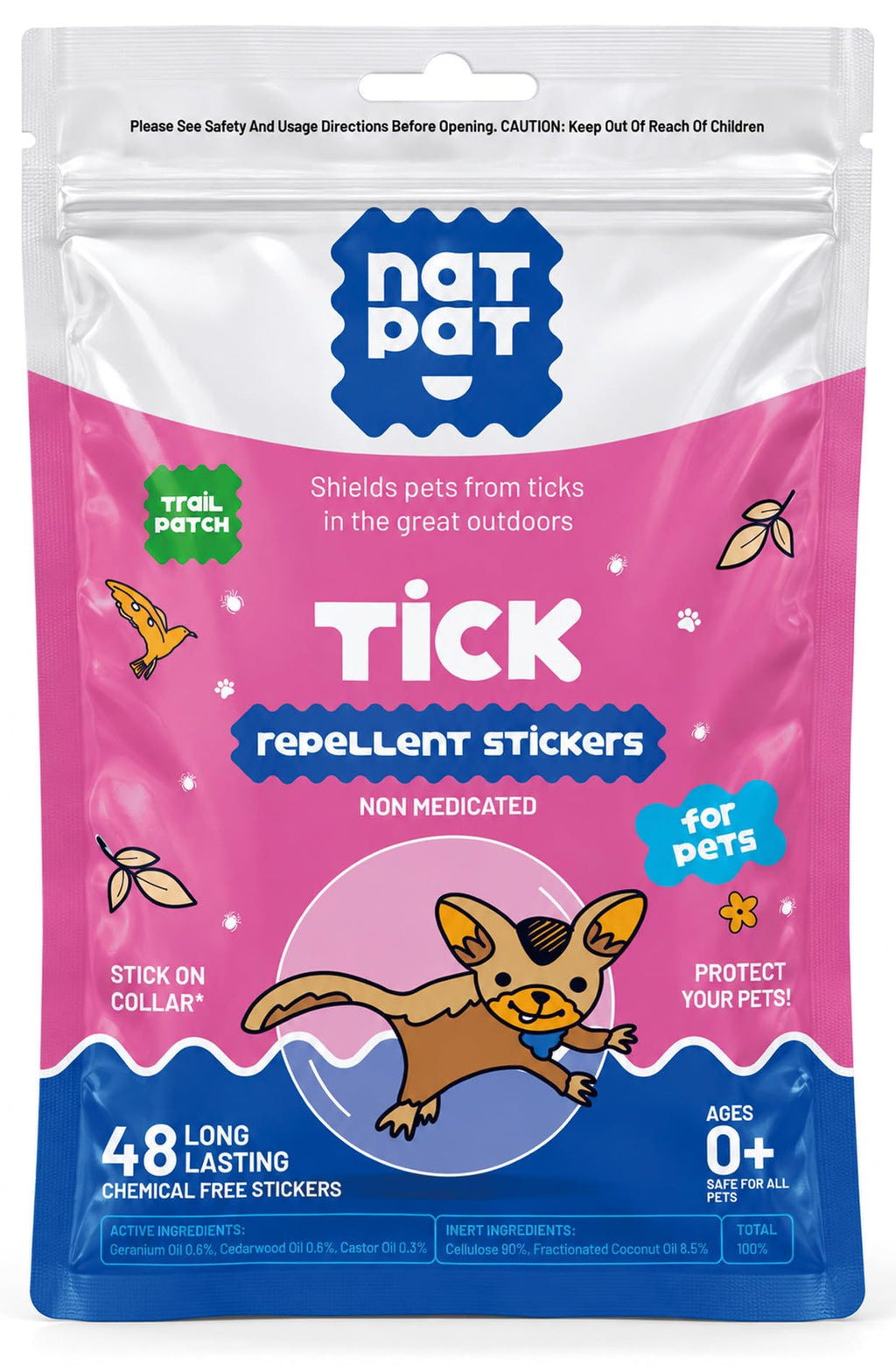 Tick Repellent Pet Patches for Dogs and Cats, 48 Count C413