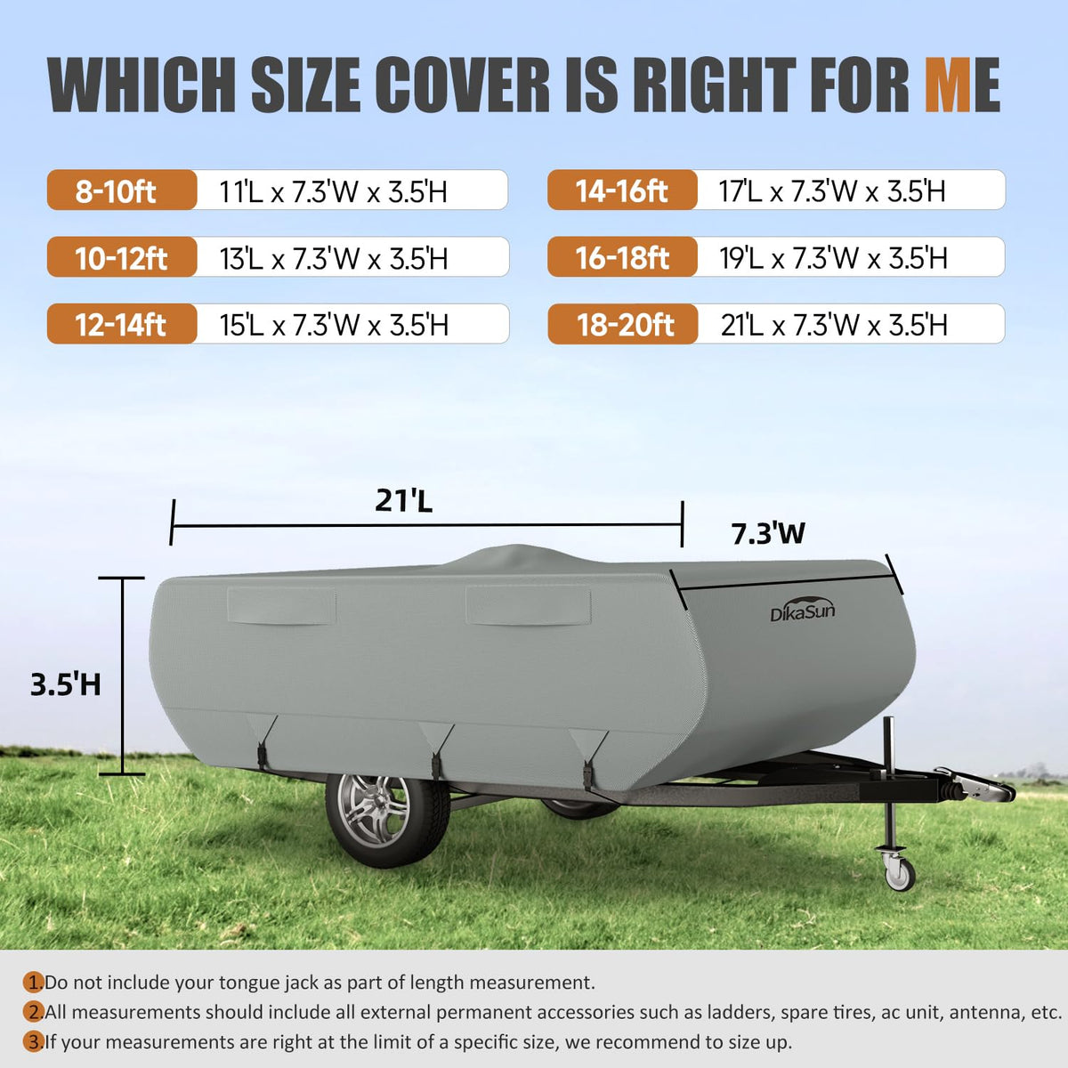 14' ~ 16' 7 Layers Waterproof Pop-up Camper Cover W26346