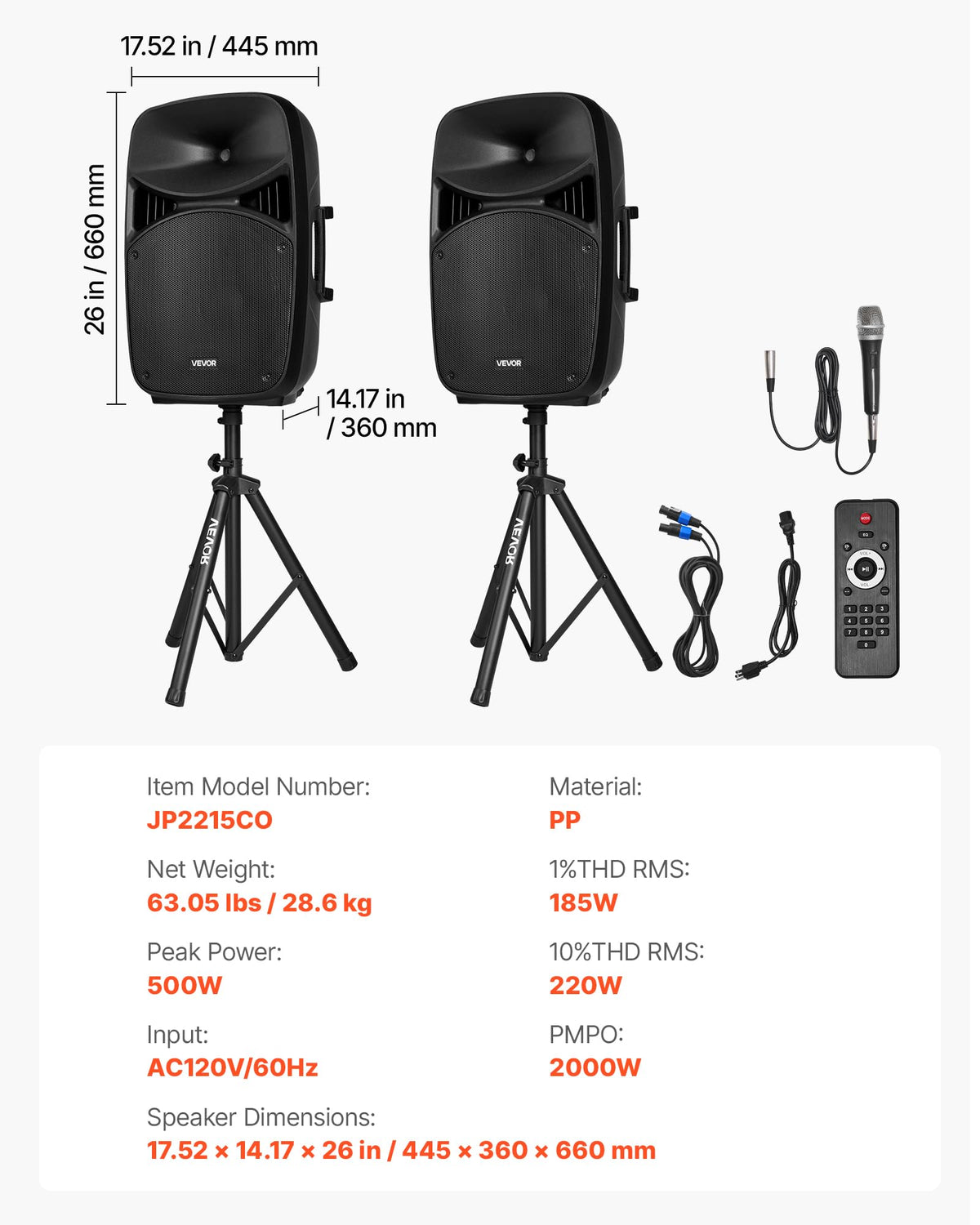 Portable PA System with Dual Speakers and Microphone J1875