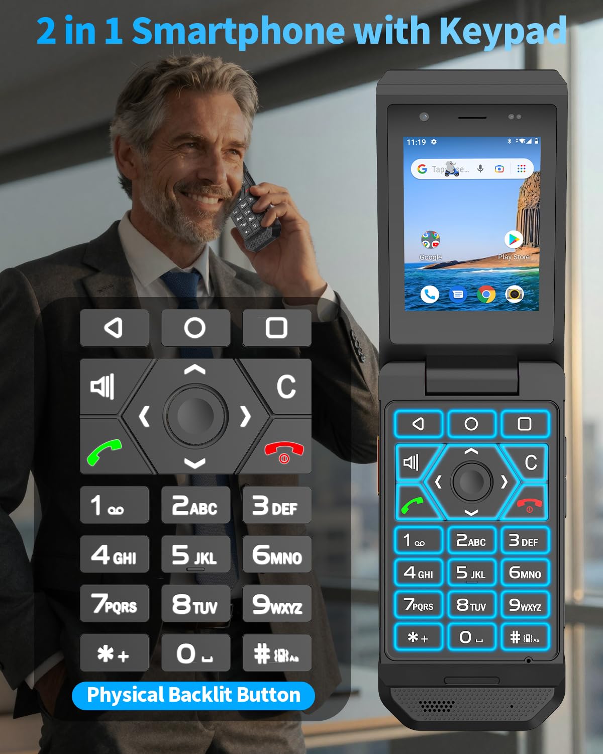 Unlocked 4G LTE Rugged Flip Phone I5958