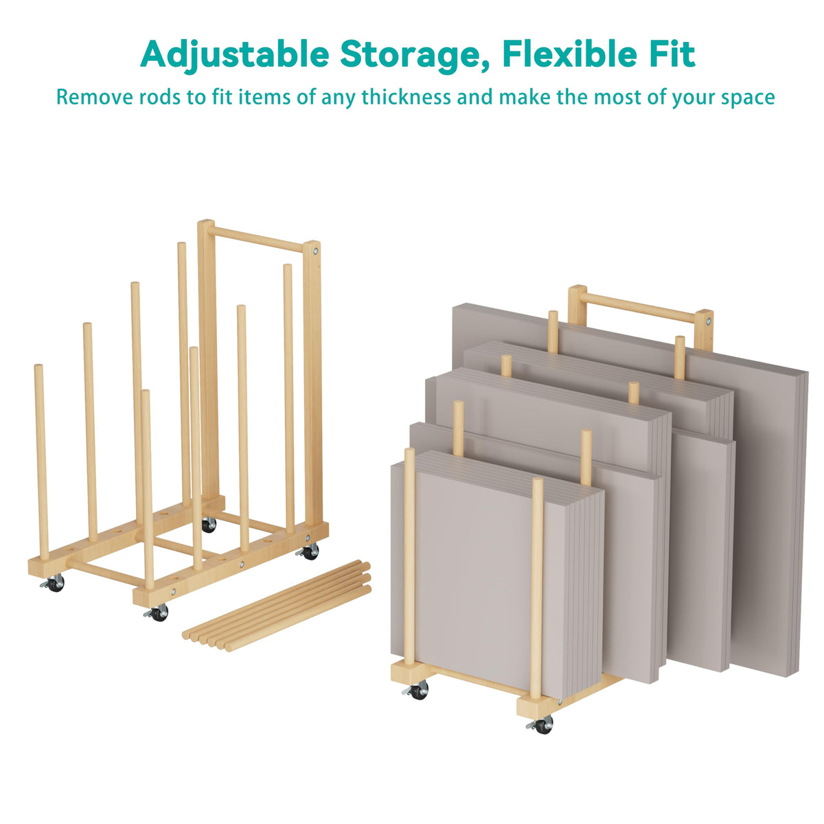 Canvas Storage Rack with Wheels and Handle X577433