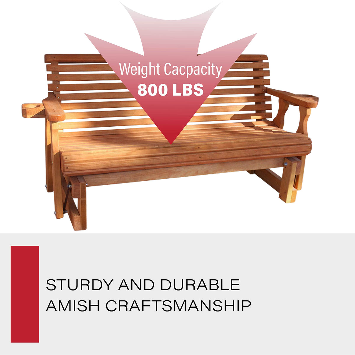 Heavy Duty Roll Back Porch Glider with Cupholders C107045