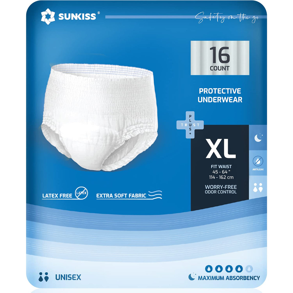 Incontinence Disposable Underwear XLarge 16 Count & Wet Wipes 200 Count G435