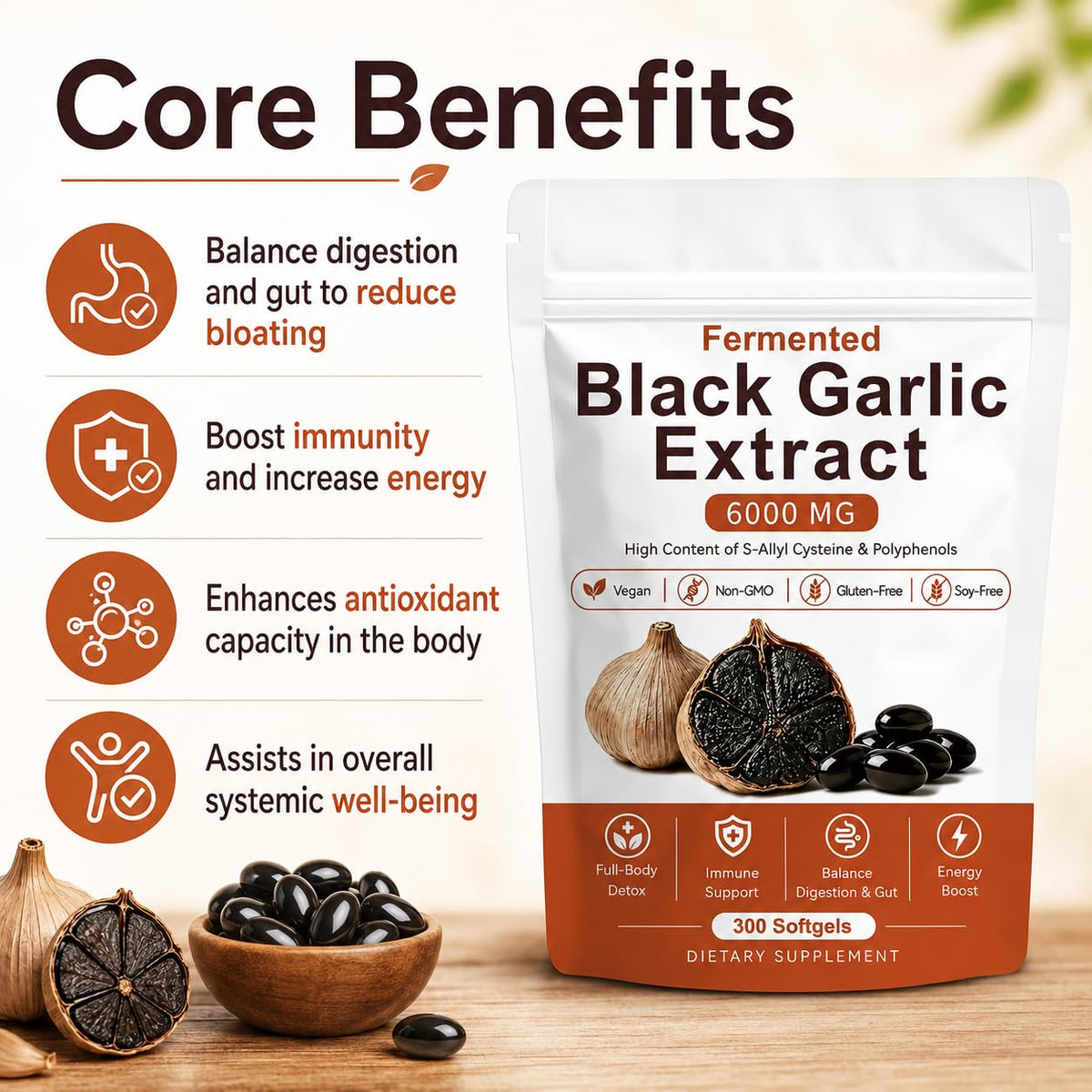 Black Garlic Extract 300 Softgels Y142