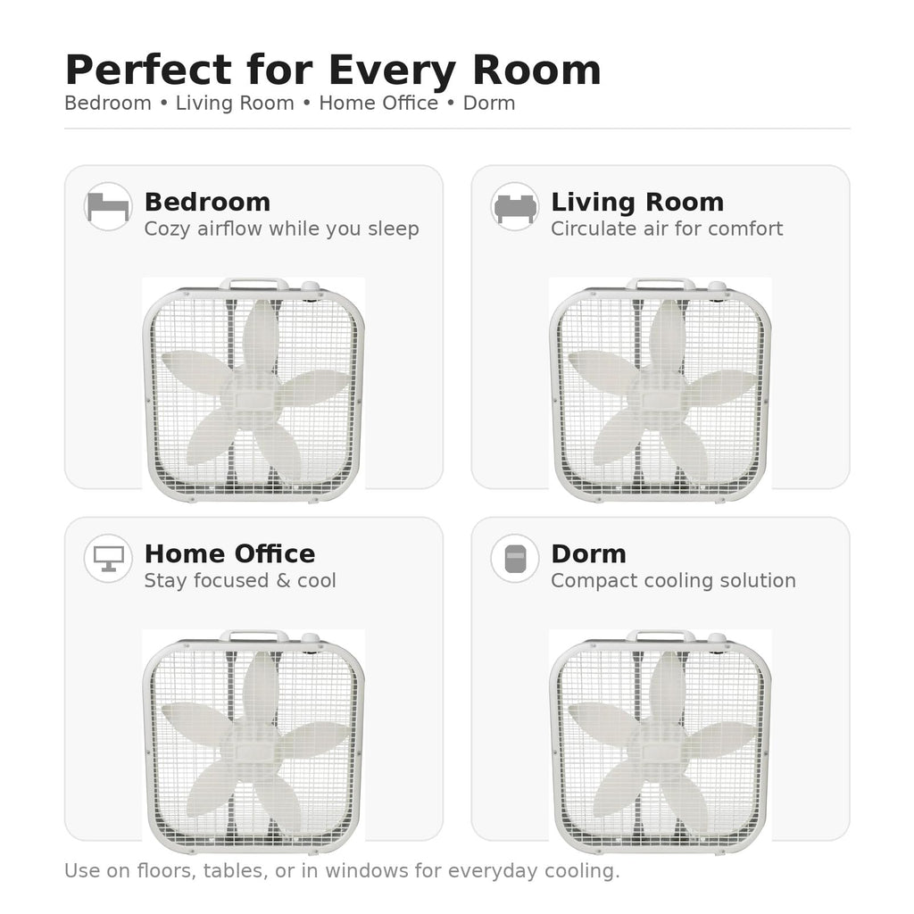 20 Inch 3 Speed Portable Floor Fan with Removable Grill, White Z264