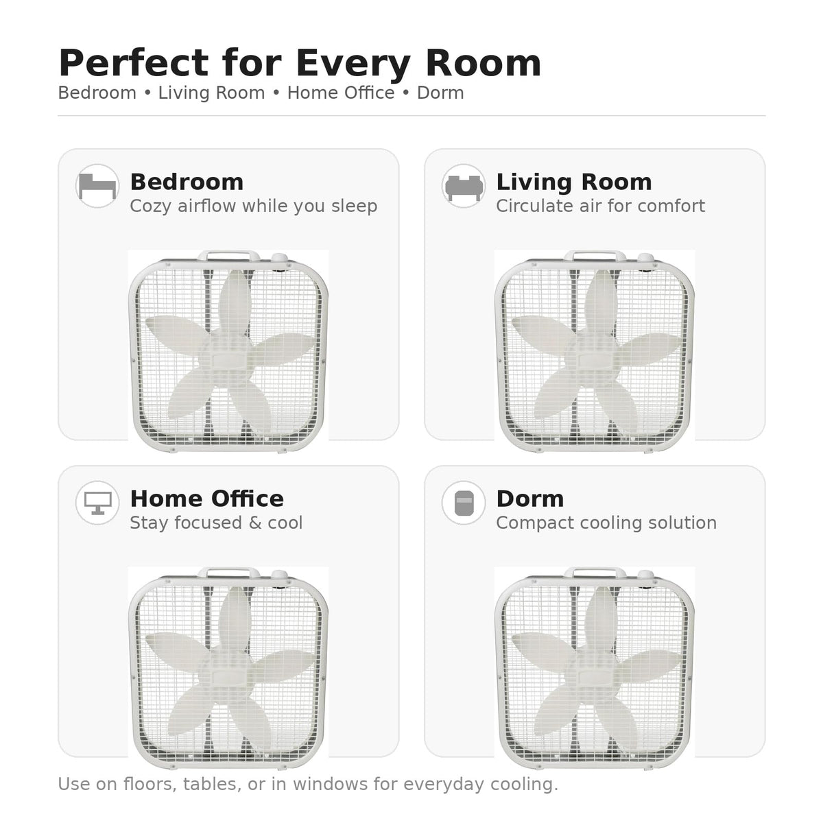 20 Inch 3 Speed Portable Floor Fan with Removable Grill, White Z264