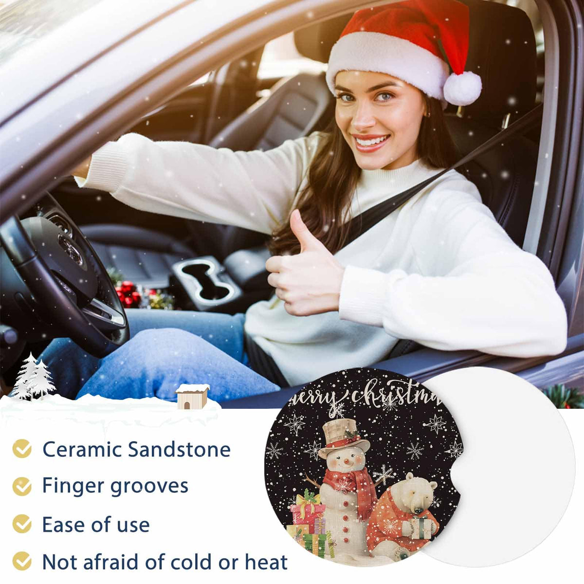 Absorbent Ceramic Stone Car Coasters Set of 2 B798874