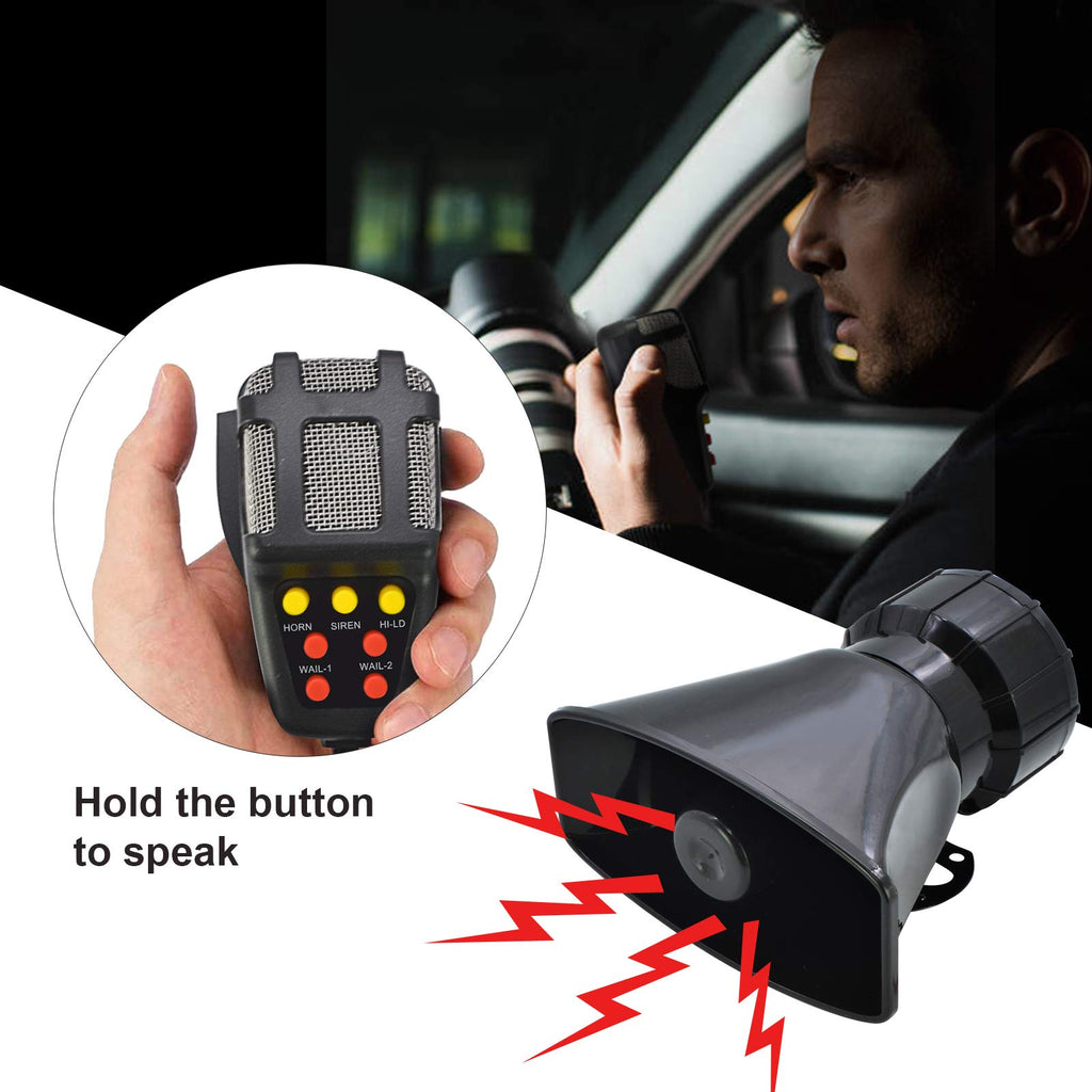 100W 7 Tones Wired Handheld Microphone Car Siren Speaker N826956