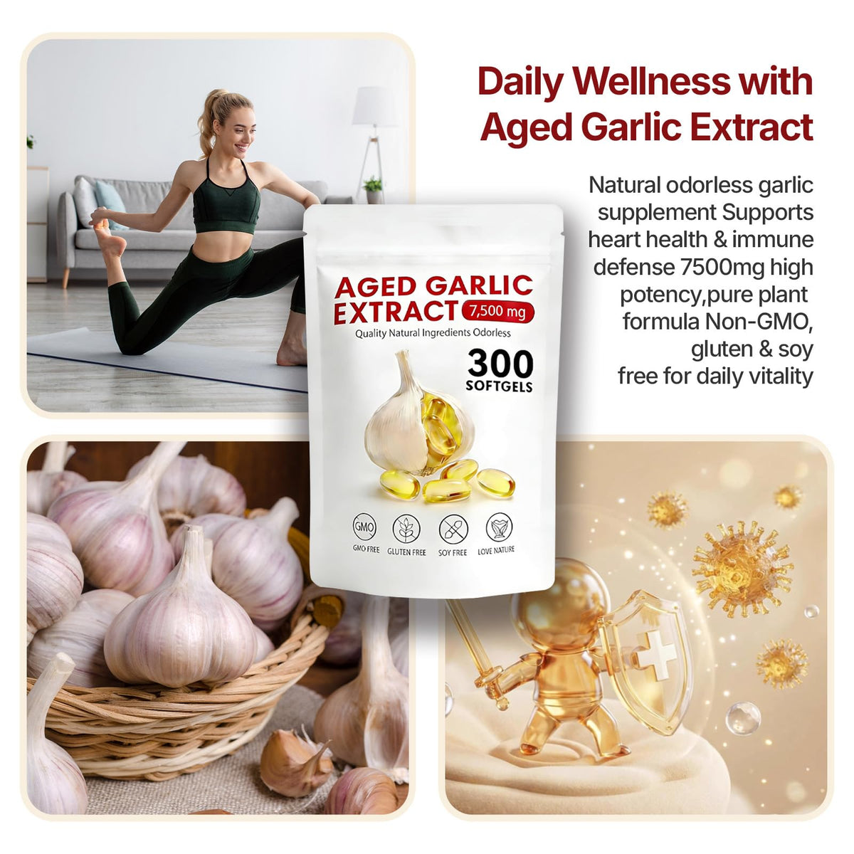 Odorless Garlic Supplement 300 Capsules D463518