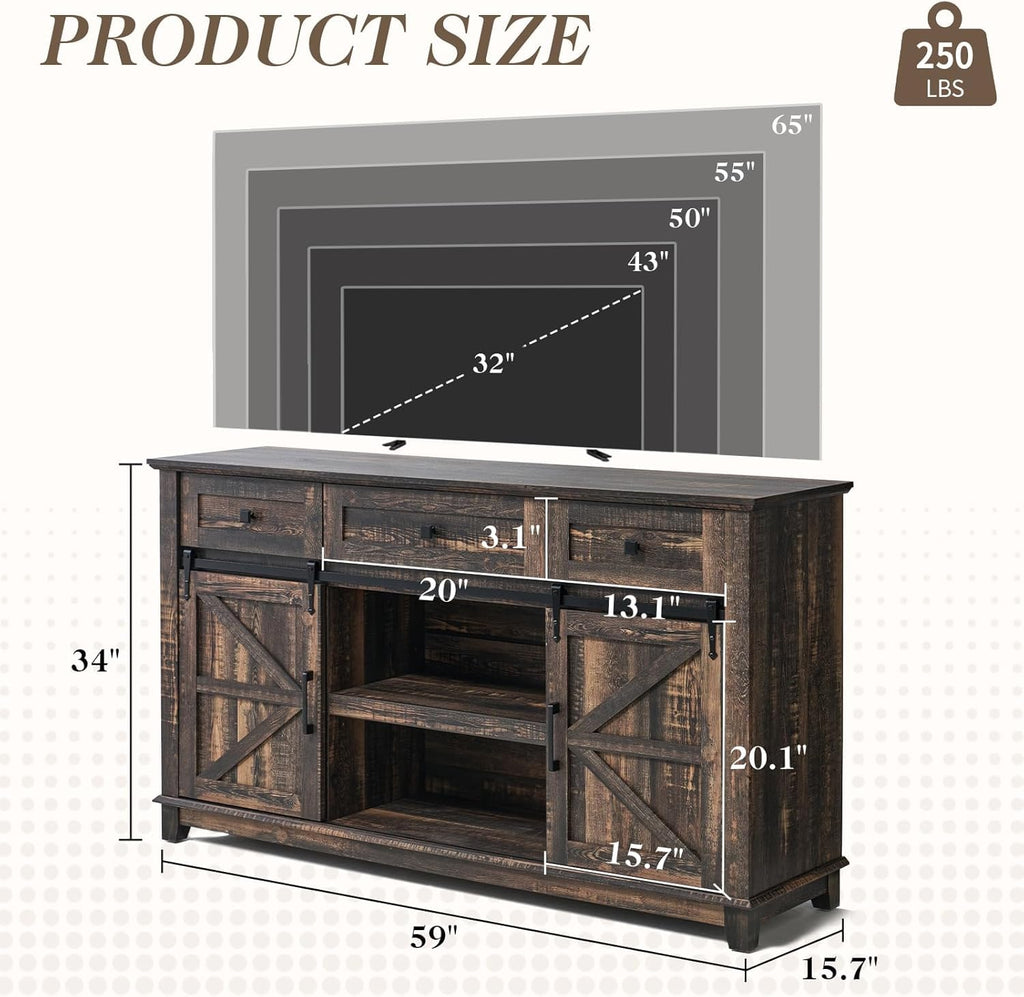 4 Piece Farmhouse Living Room Table Set with TV Stand Coffee Table and End Tables H55731