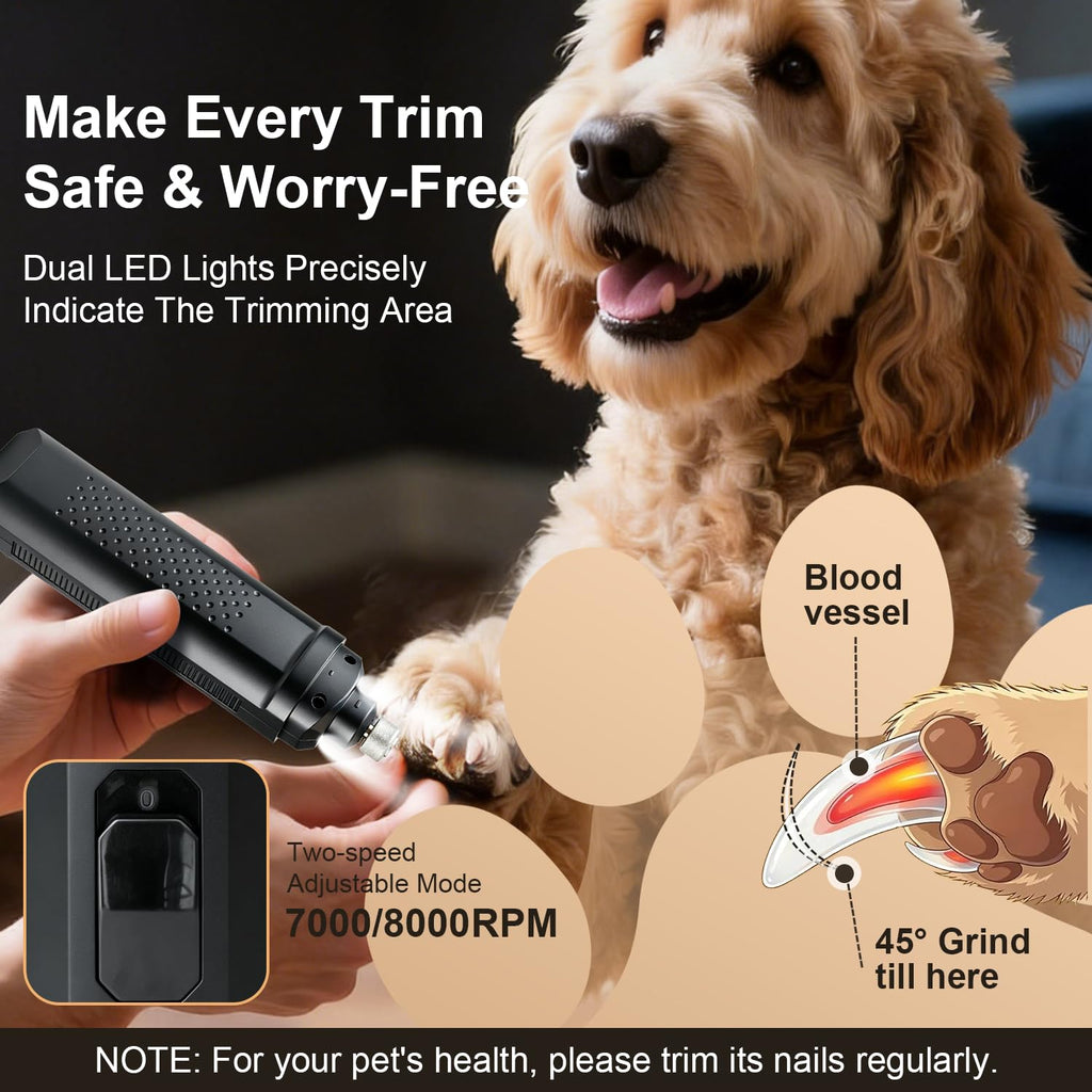 Dog Nail Grinder Silent Cordless Grooming M4629