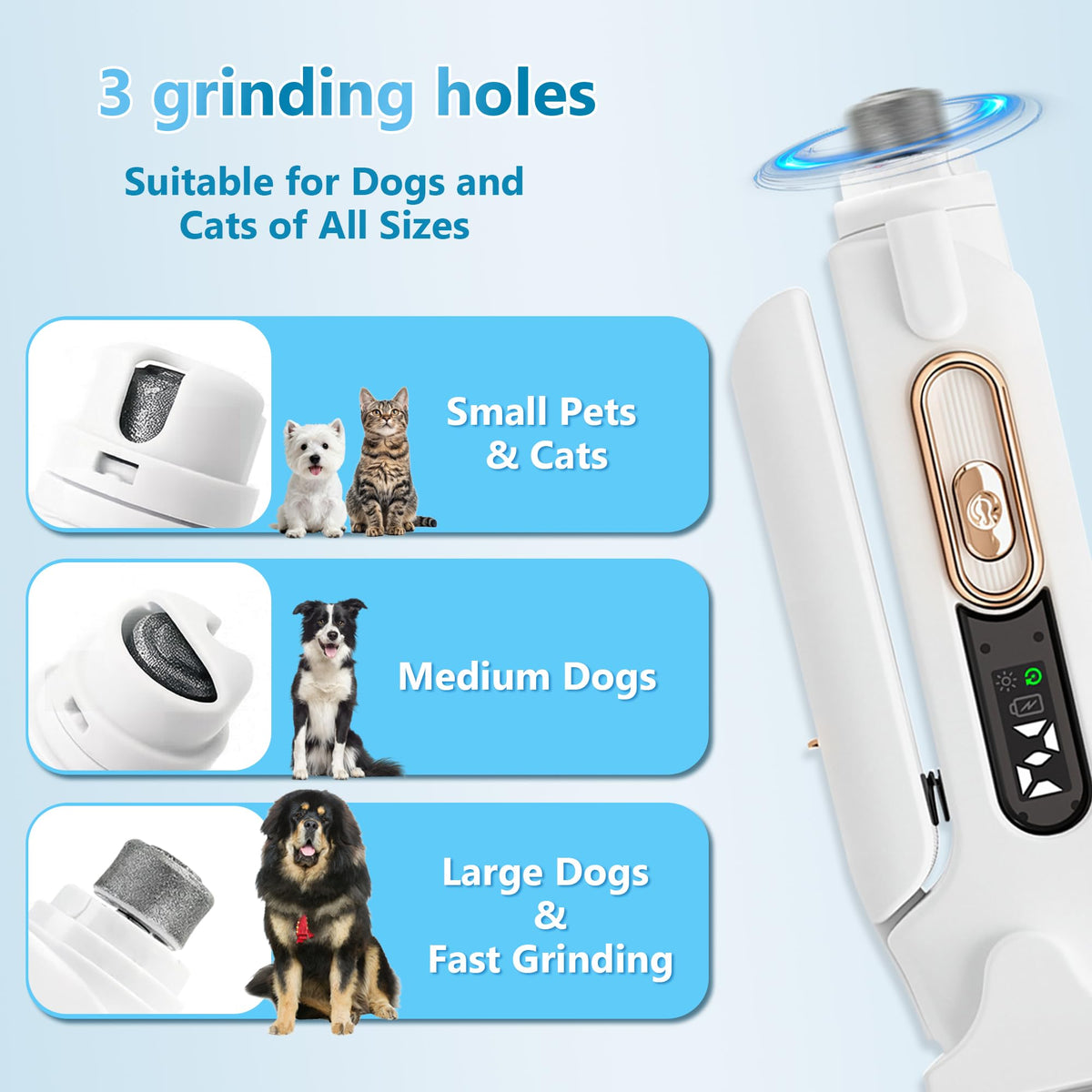 2-in-1 Quiet Electric Pet Nail Clipper & Grinder with Light M533775