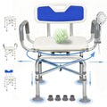 2-Level Width Adjustable 360° Heavy Duty Swivel Shower Chair with Arms and Back M5659