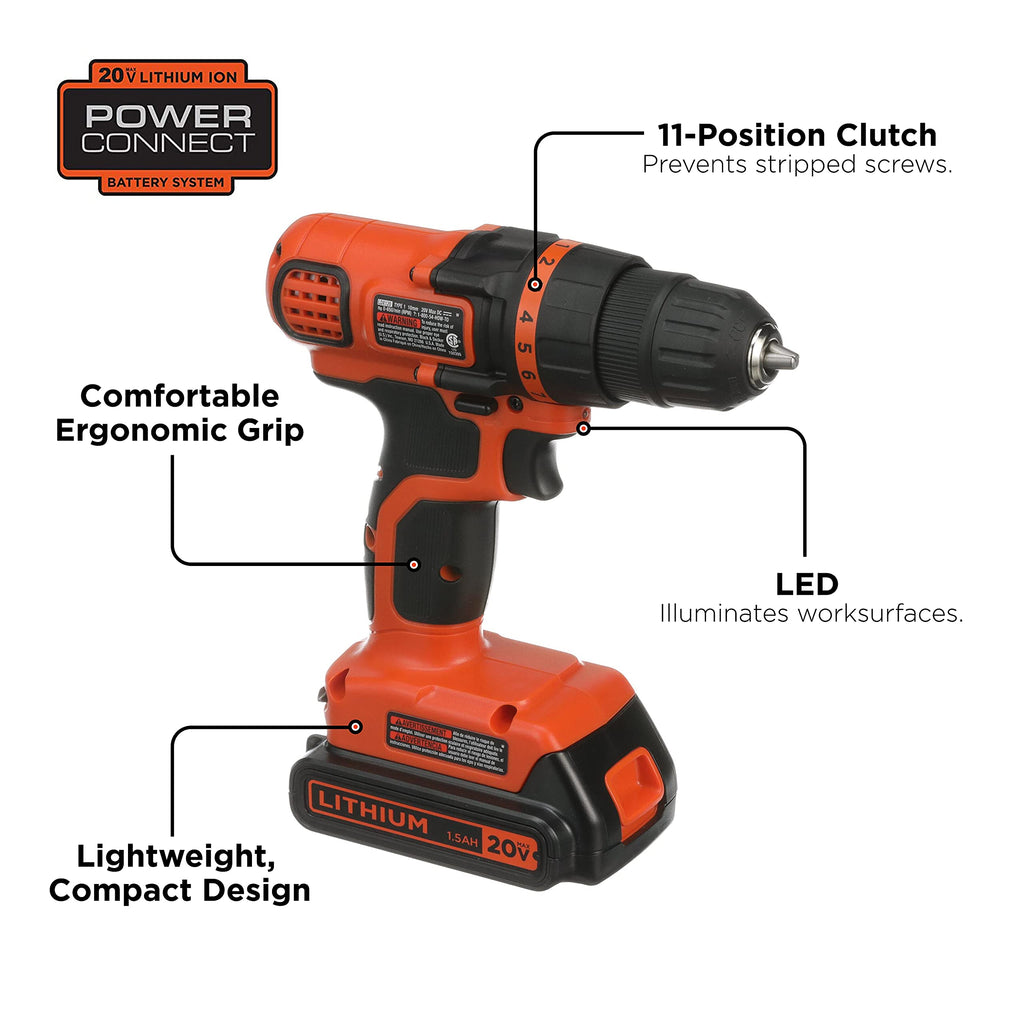 20V MAX 68-Piece Cordless Drill and Home Tool Kit with Storage Bag A81390