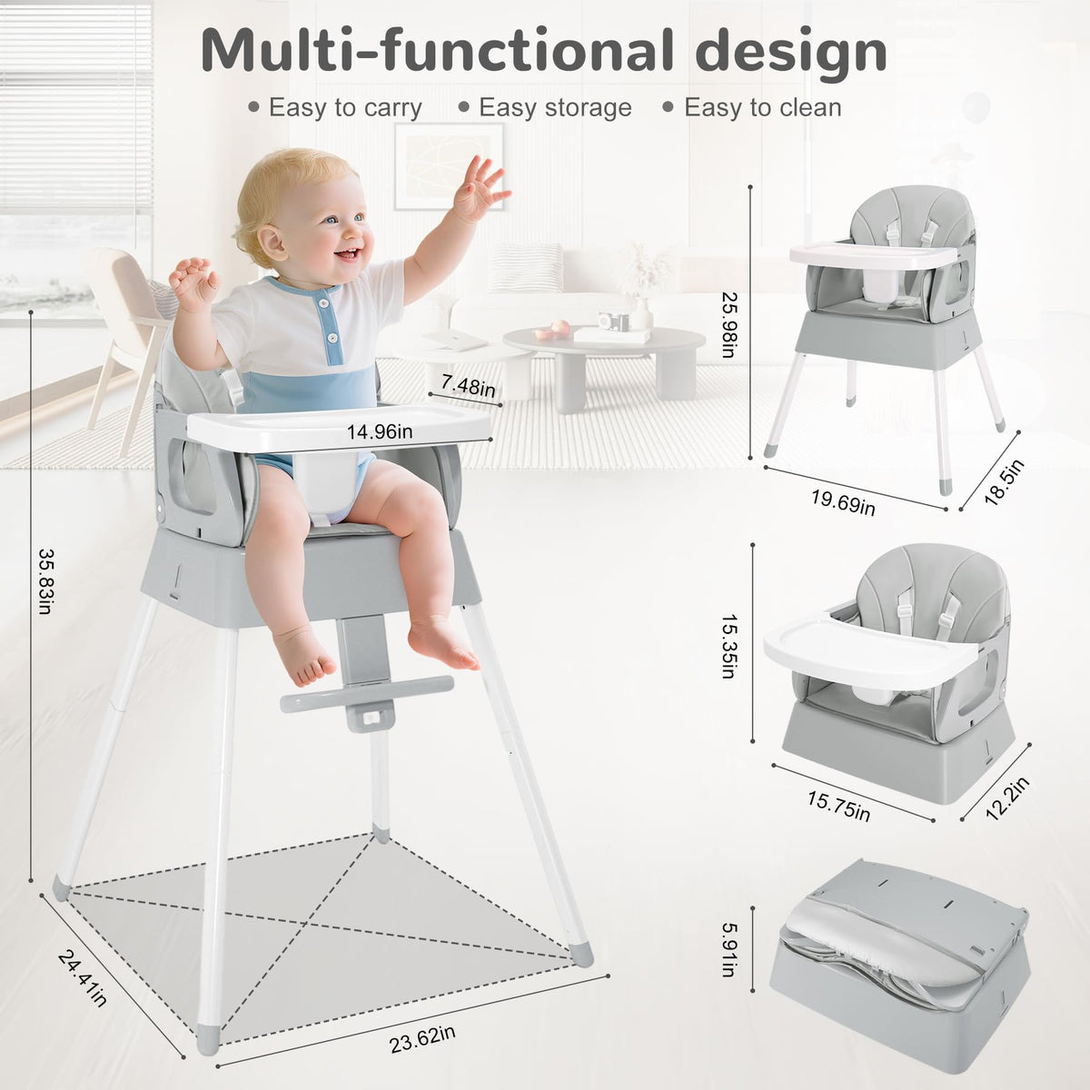 4 in 1 Portable Convertible High Chair O90941