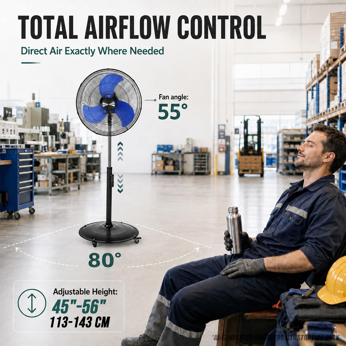 20 Inch Oscillating Pedestal Fan with Remote Control L3966