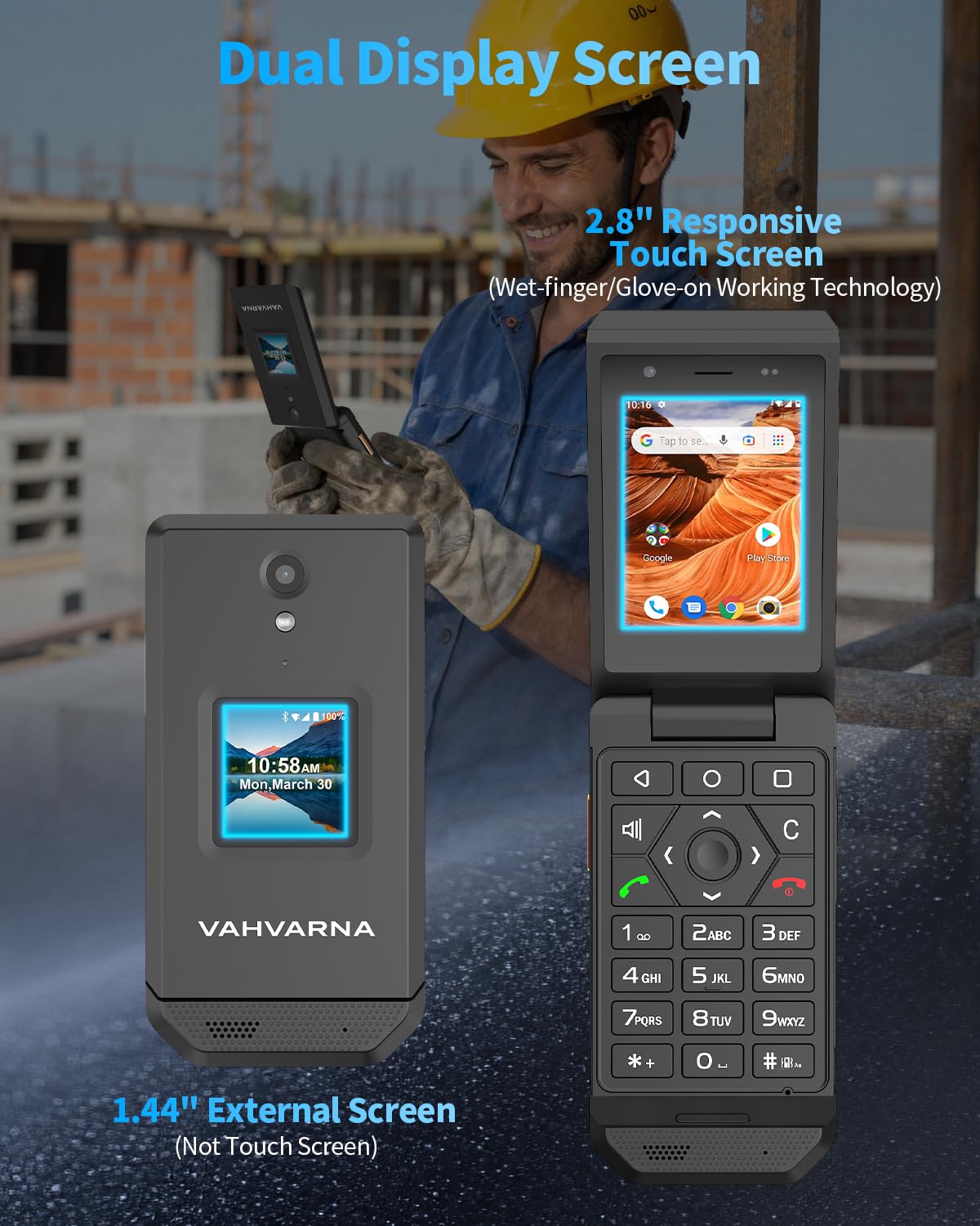 Unlocked 4G LTE Rugged Flip Phone I5958