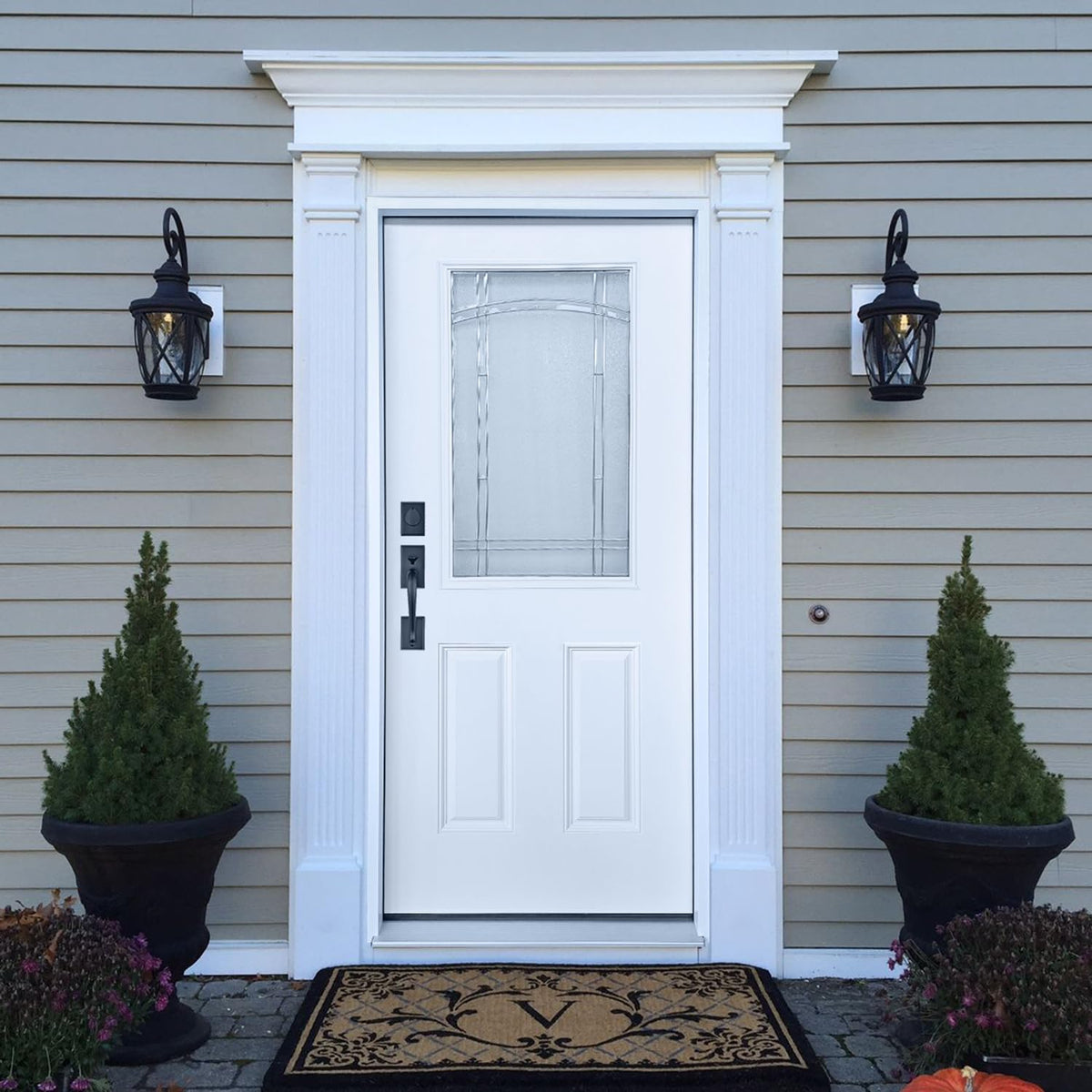 White Fiberglass Prehung 36" x 80" Entry Door B462202