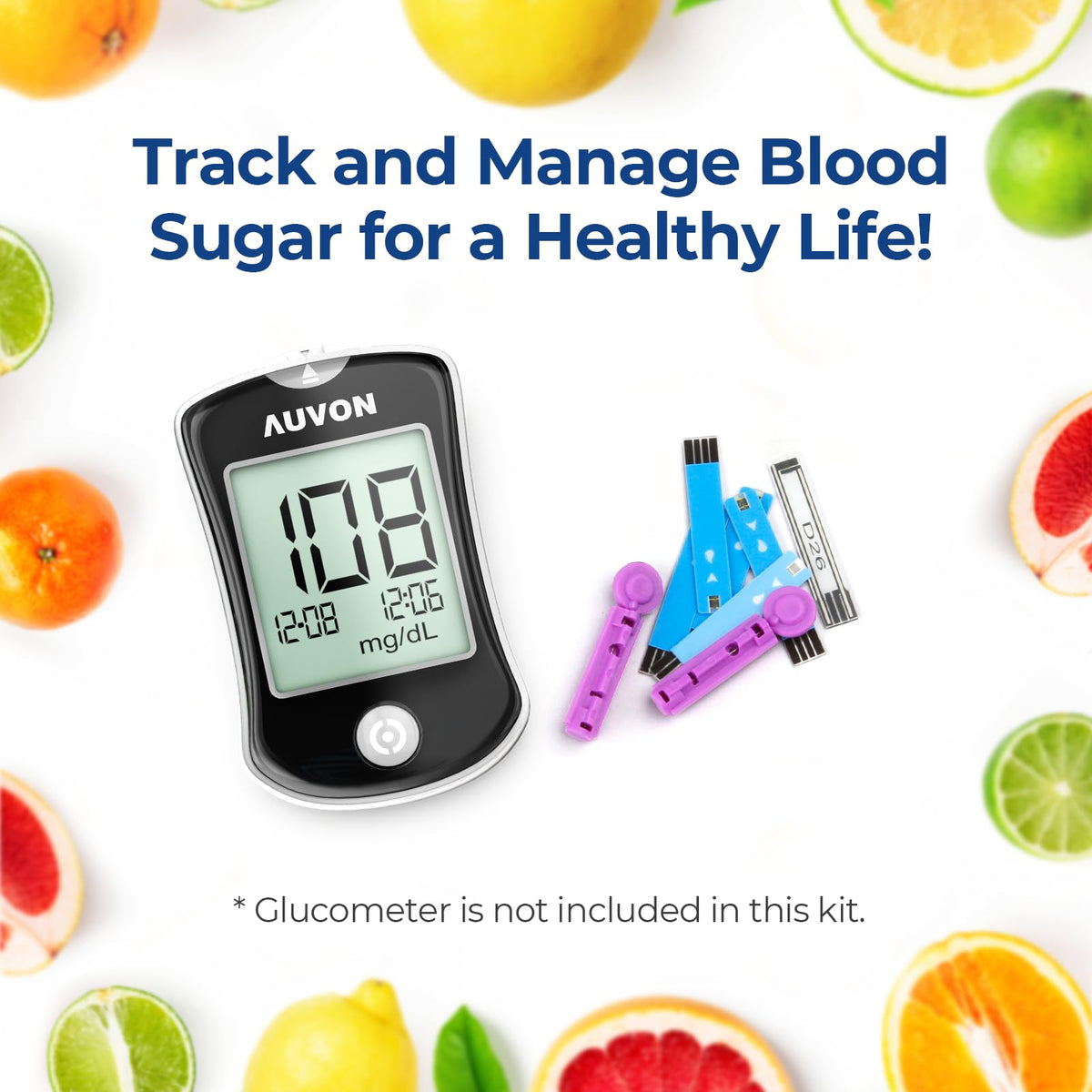 Blood Glucose Test Strips & Lancets Kit, 100 Pack, 30 Gauge H8754