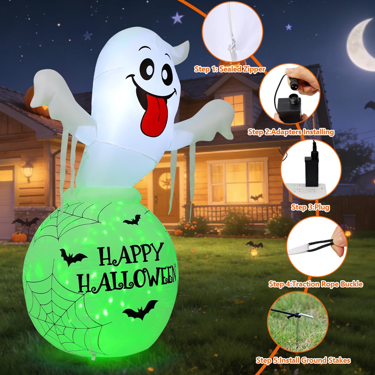 6FT Halloween Inflatables Ghost Yard Decor A5859