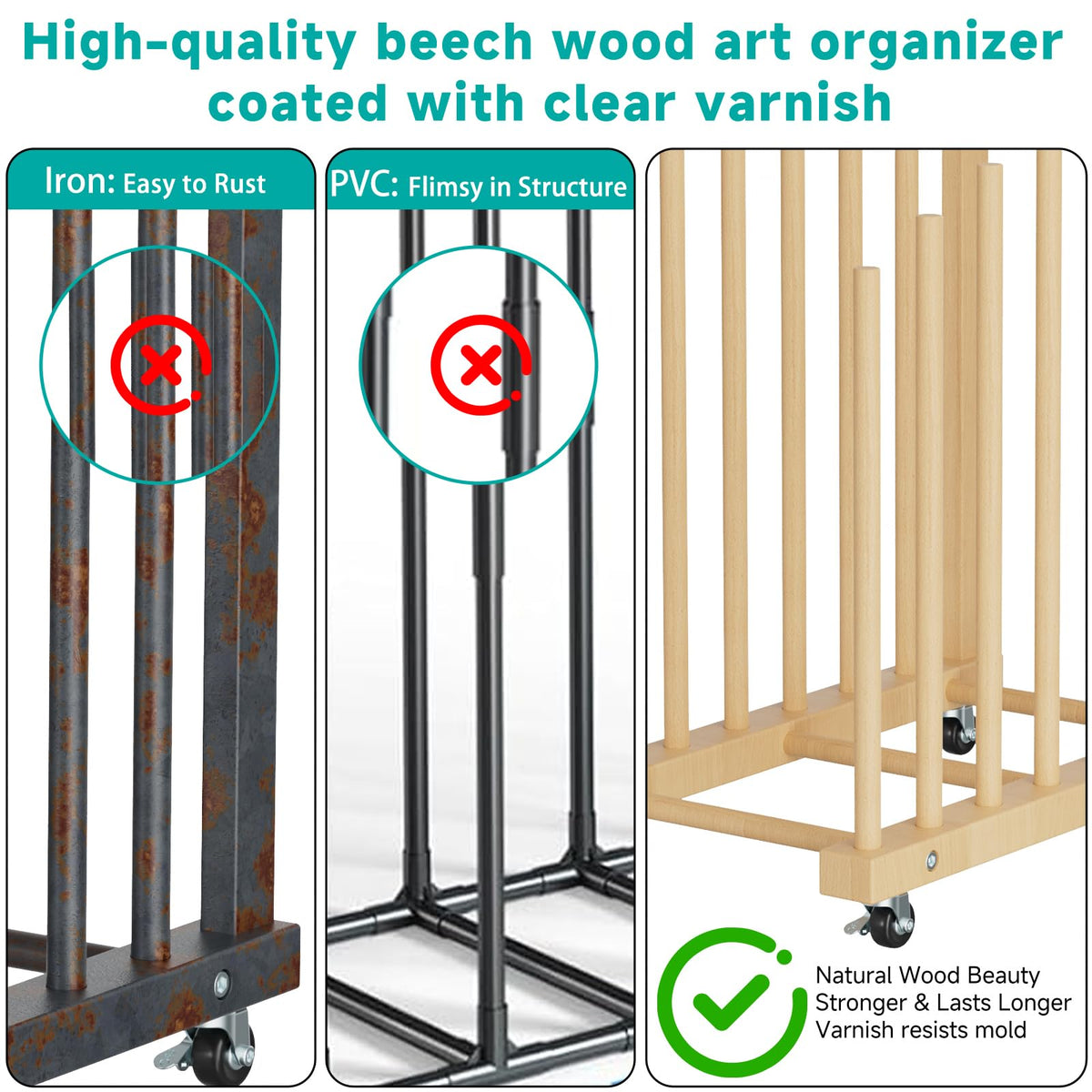 Canvas Storage Rack with Wheels and Handle X577433